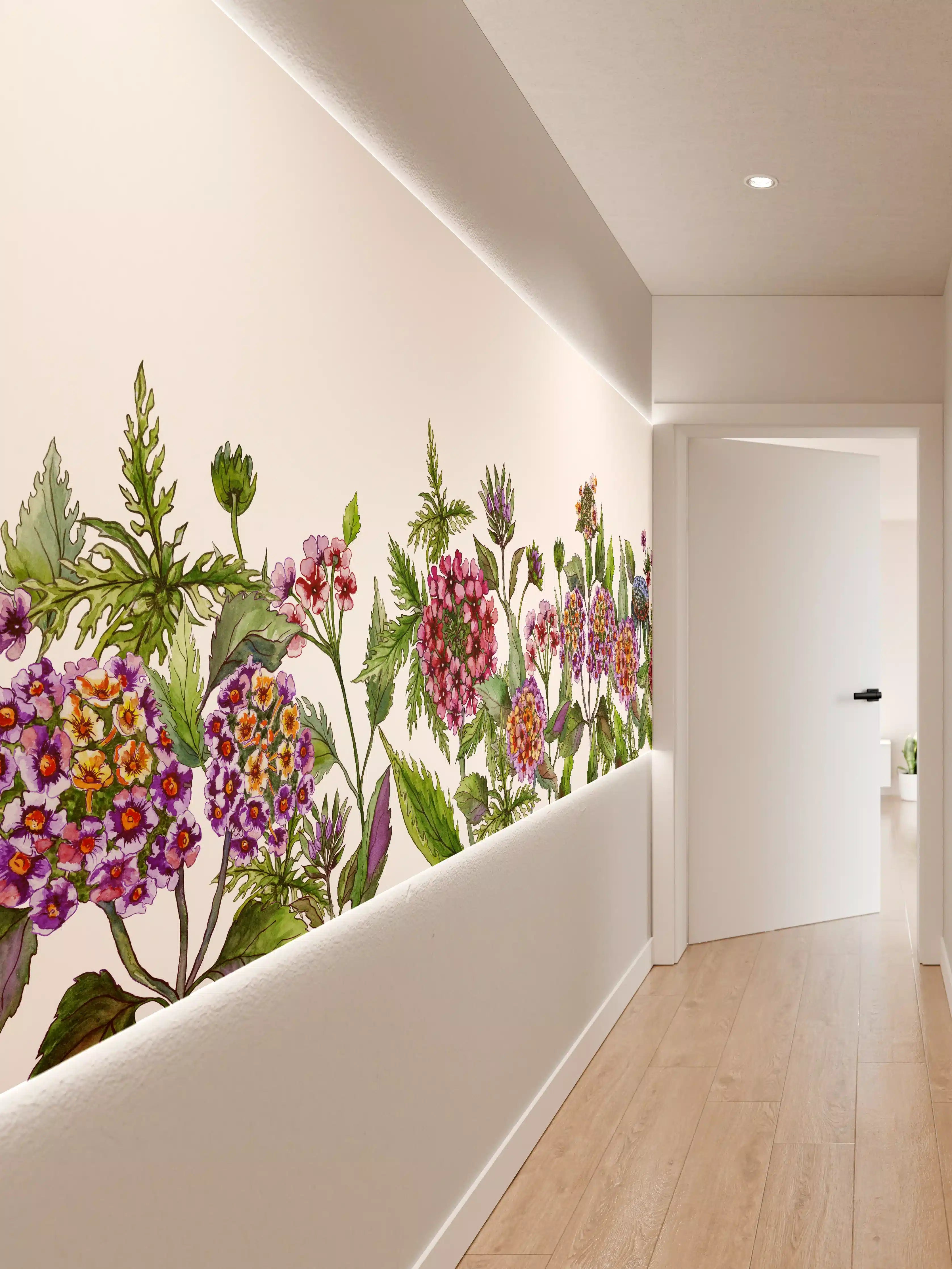 Wandverkleidung Flur - Schöne Lantana-Blüten mit grünem Blätter
