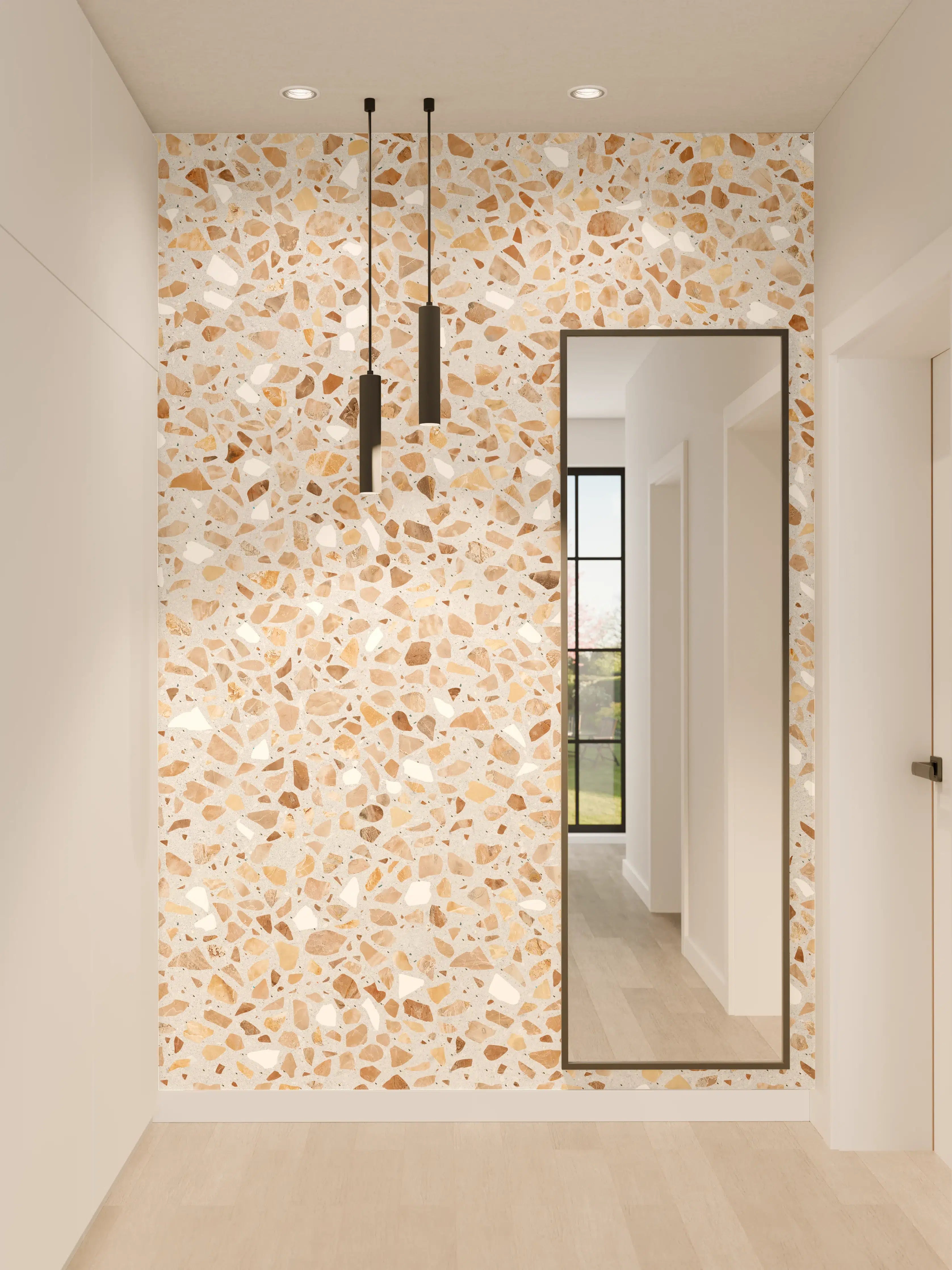 Wandverkleidung Flur - Schöne beige Terrazzo Stein Textur