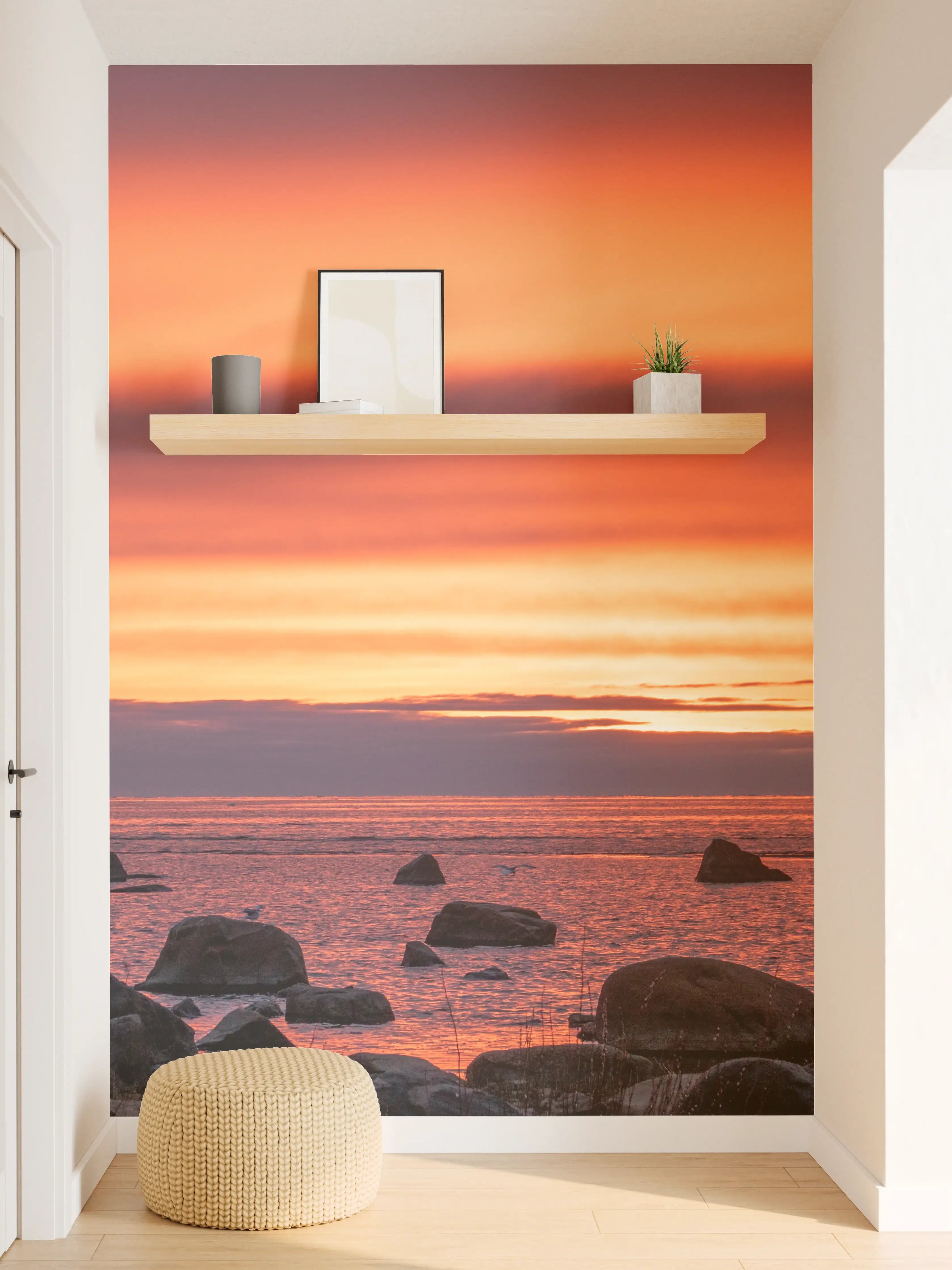 Wandverkleidung Flur - Schöner Sonnenuntergang am Meer