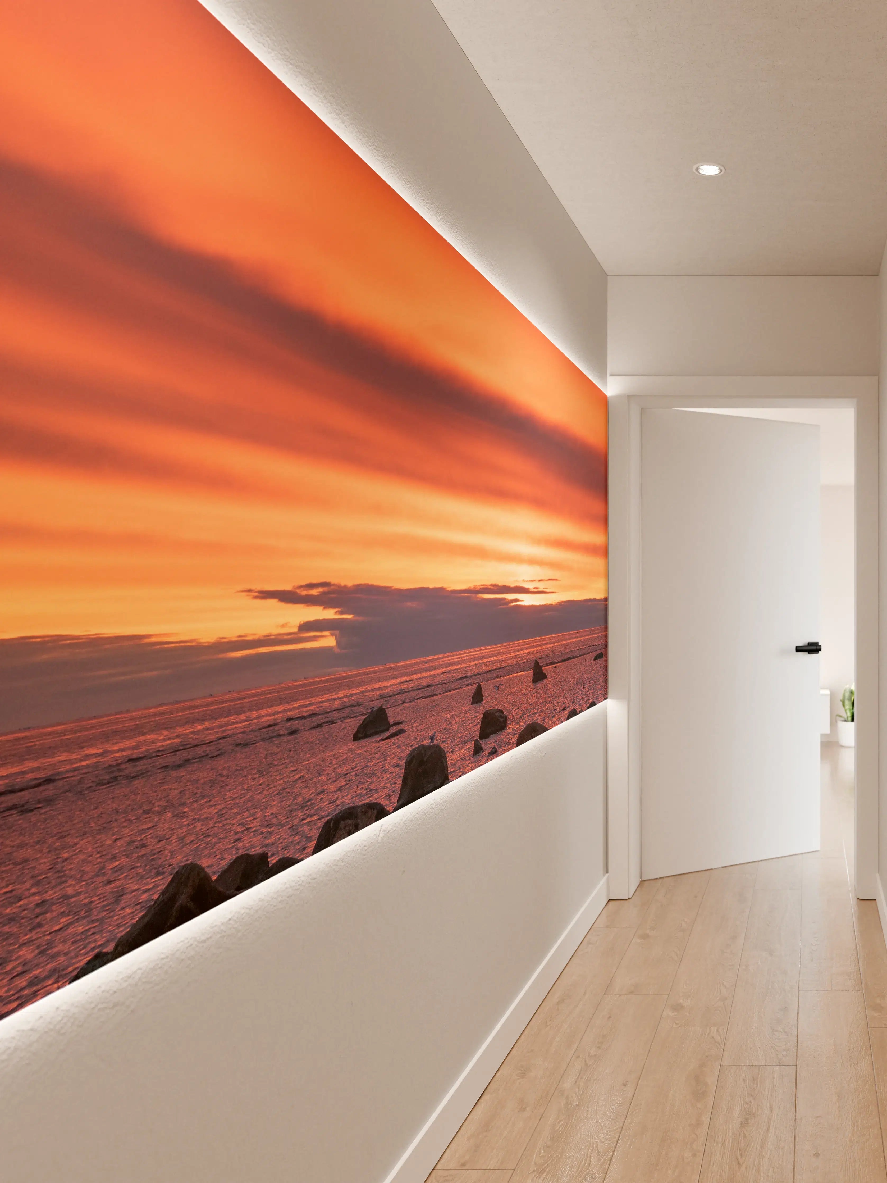 Wandverkleidung Flur - Schöner Sonnenuntergang am Meer