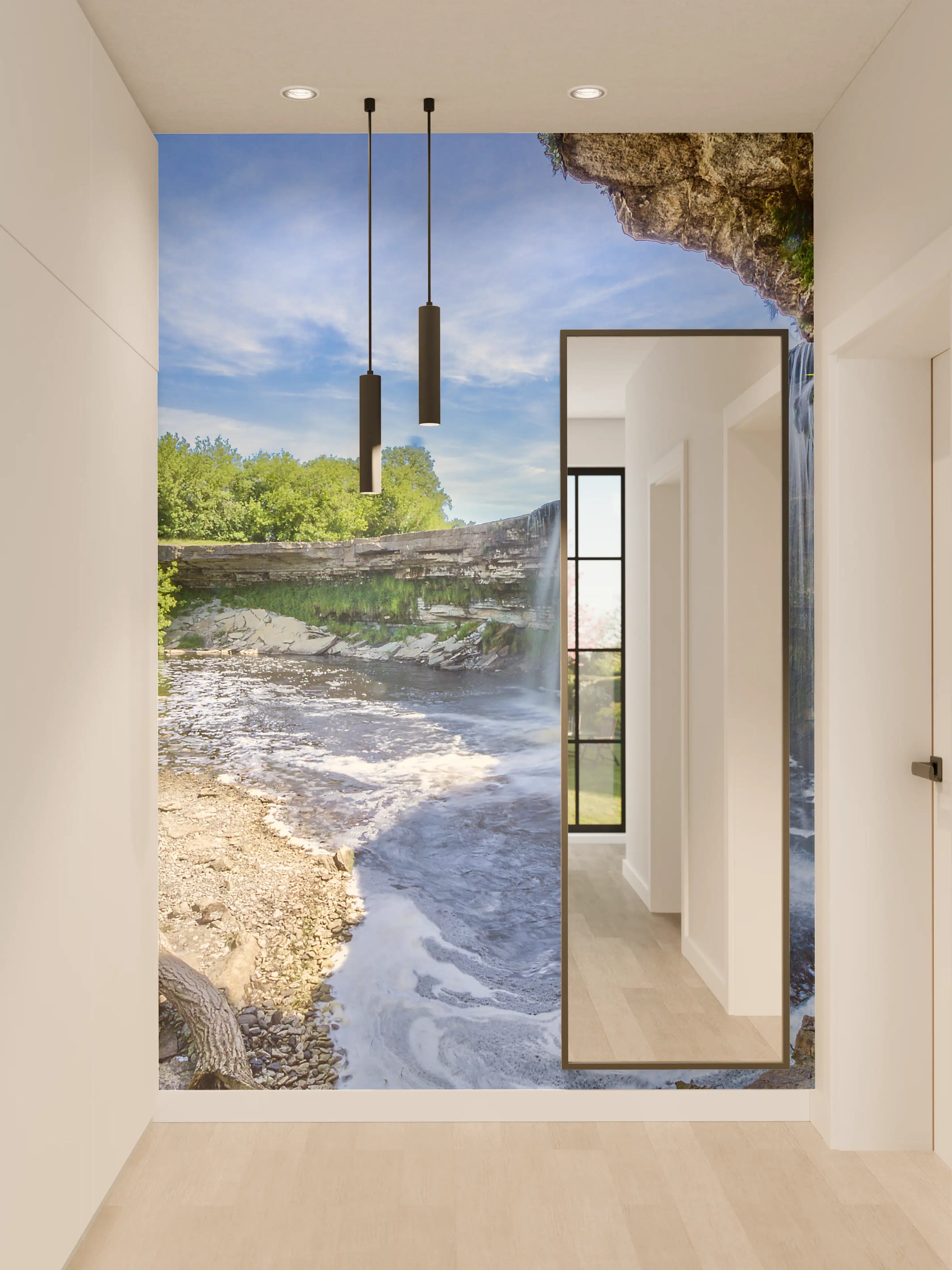 Wandverkleidung Flur - Schöner Wasserfall inmitten der Natur