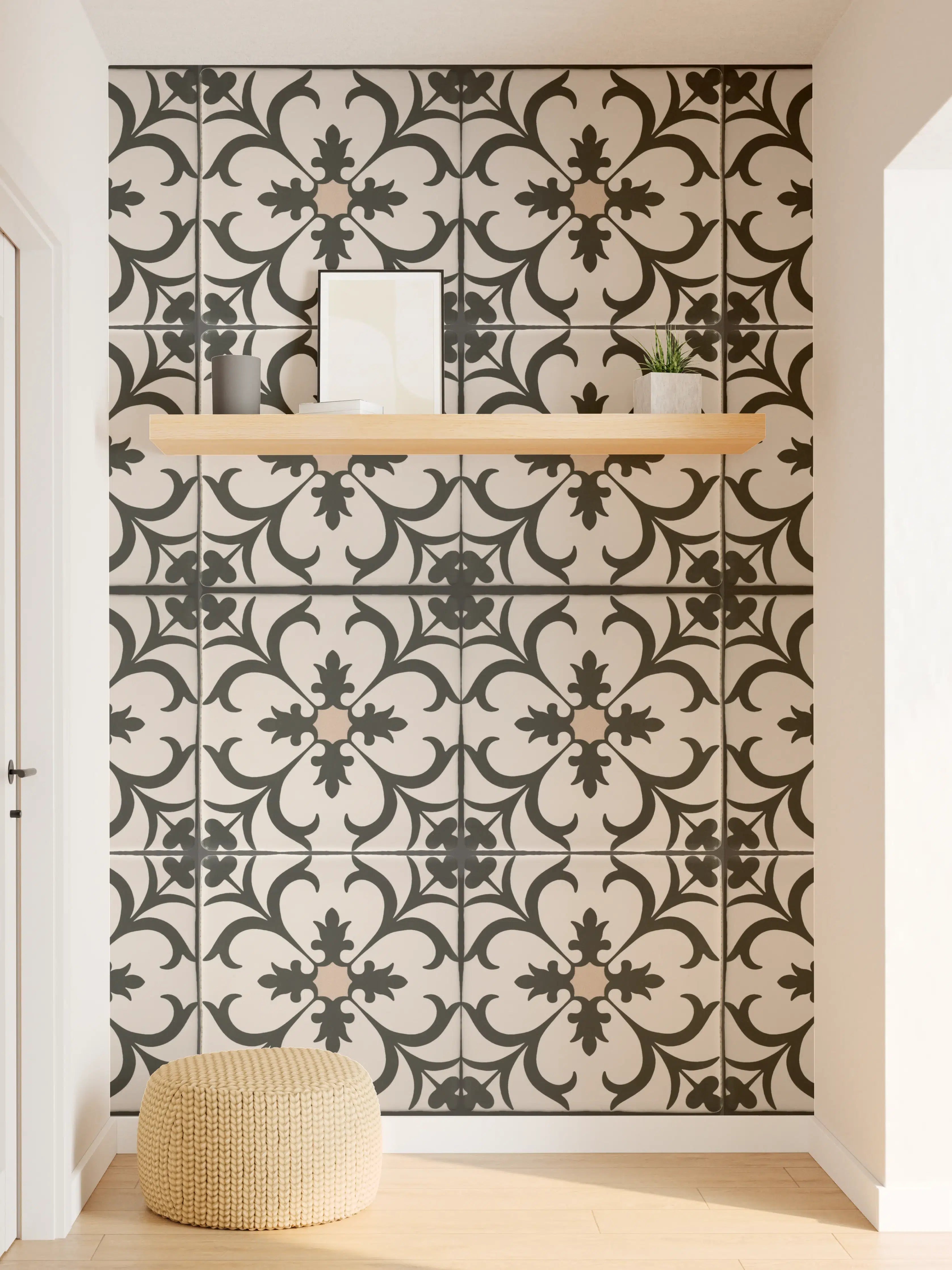 Wandverkleidung Flur - Schwarz Braun Vintage Mosaik