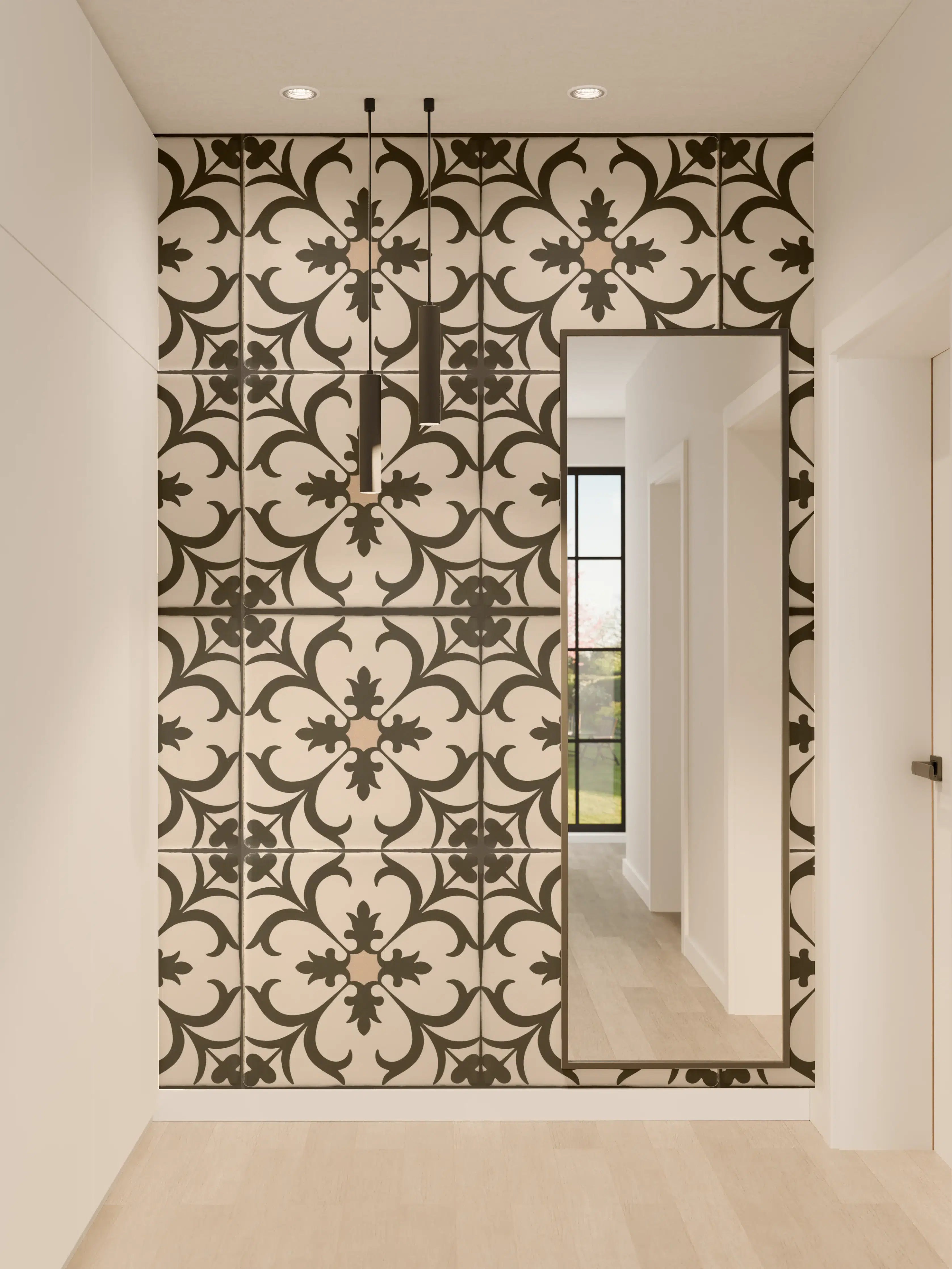 Wandverkleidung Flur - Schwarz Braun Vintage Mosaik
