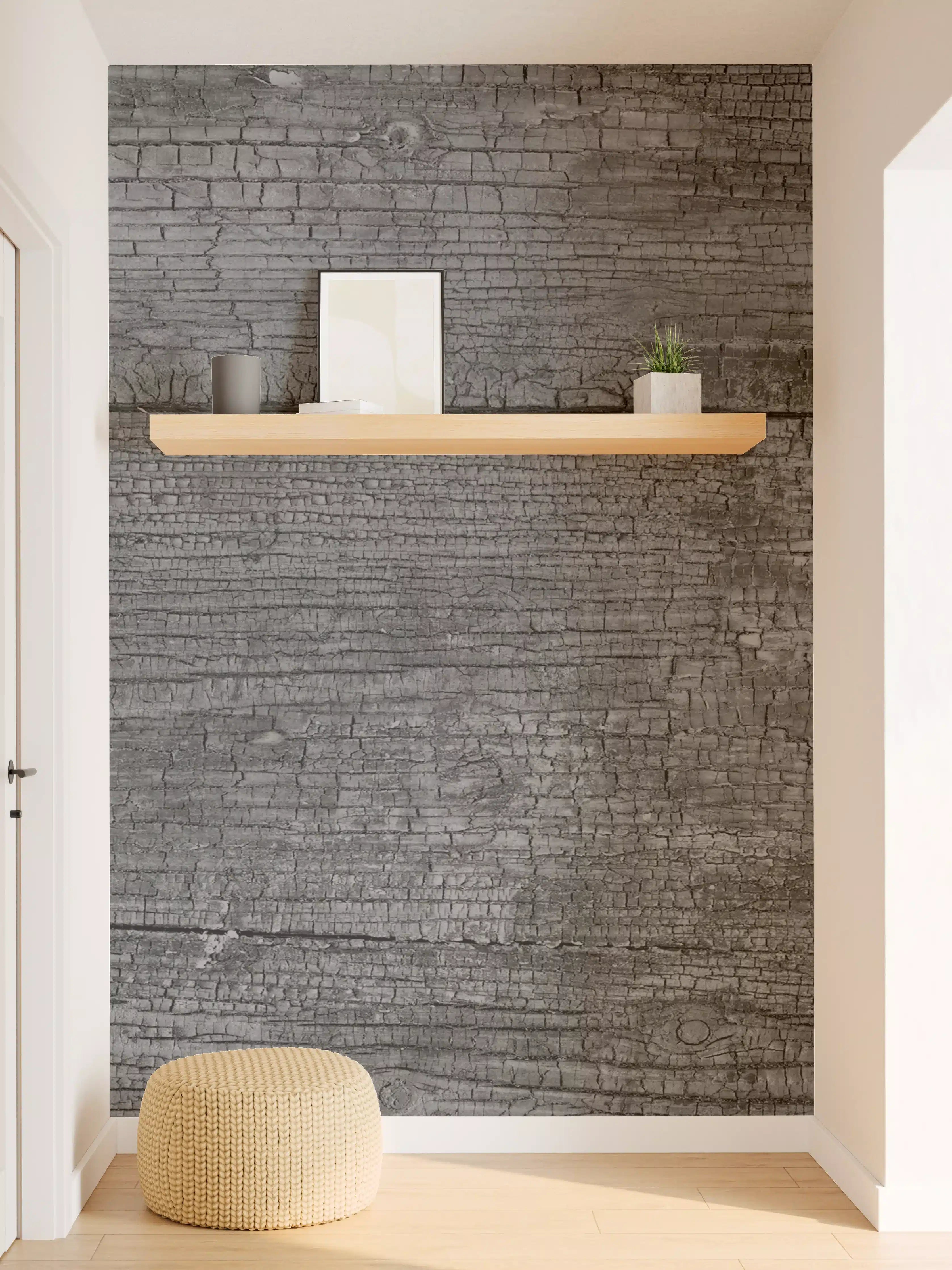 Wandverkleidung Flur - Schwarz-Graue Holztextur