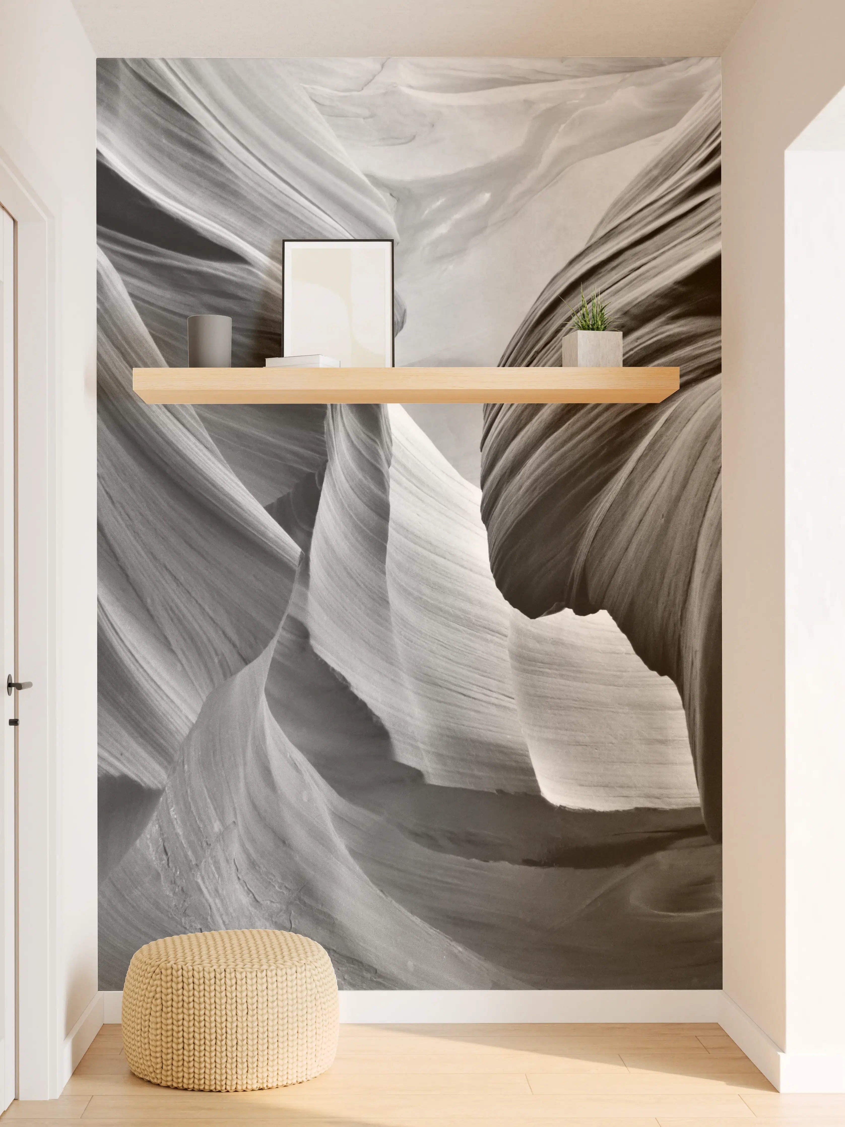 Wandverkleidung Flur - Schwarz-Weiß Canyon-Landschaft