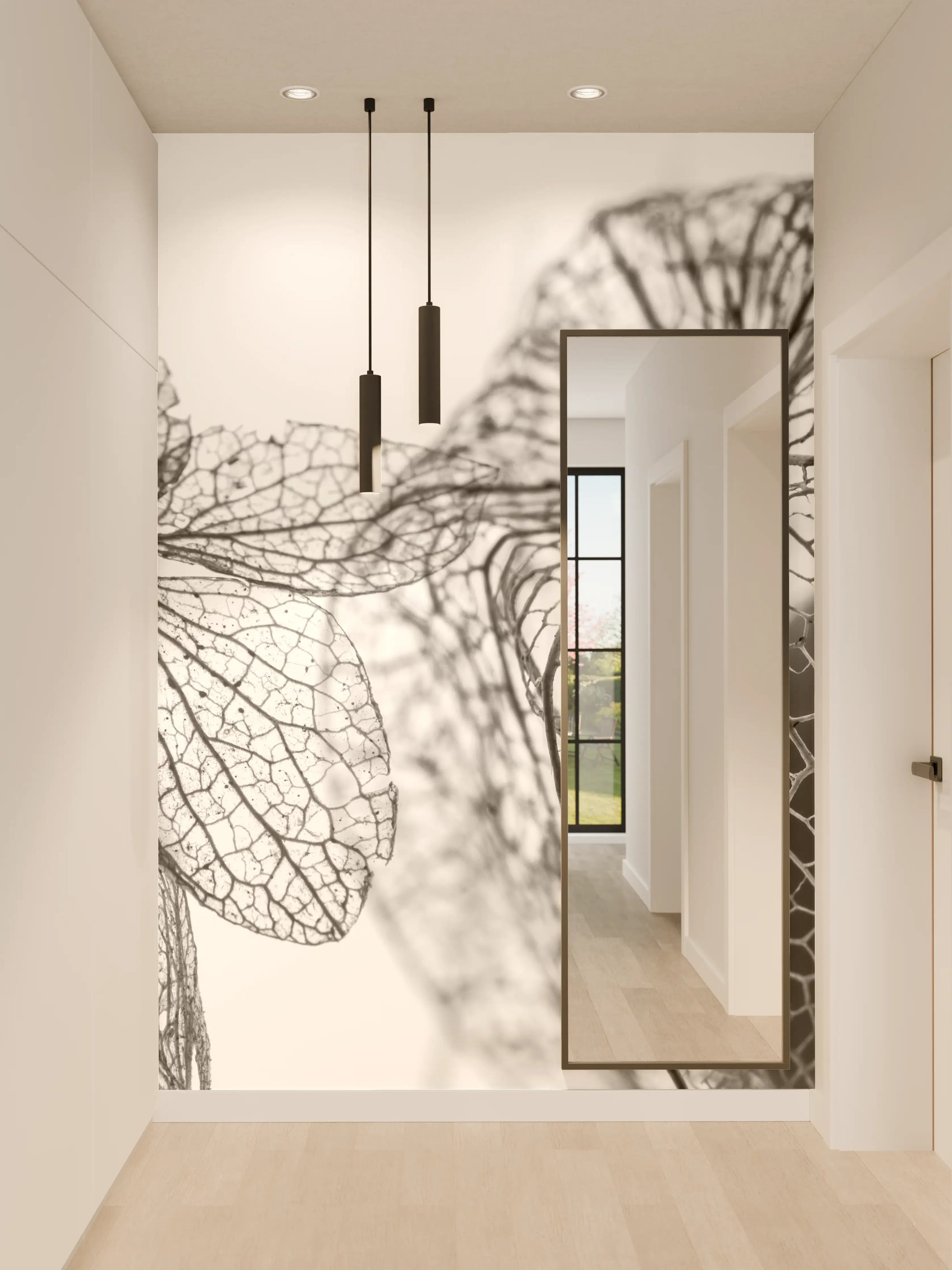 Wandverkleidung Flur - Schwarz-Weiß Naturmotive