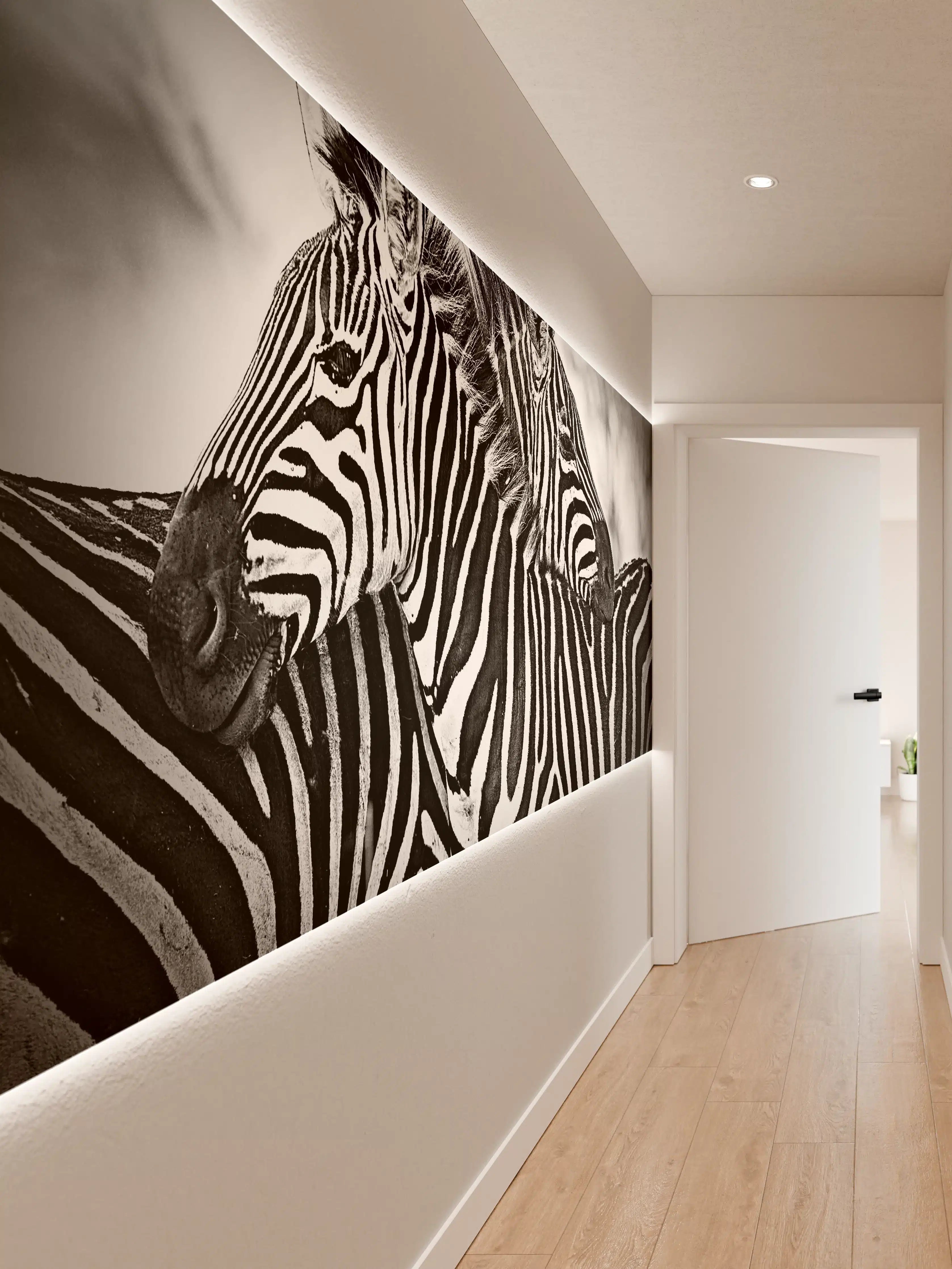 Wandverkleidung Flur - Schwarz-Weiß Zebra-Porträt