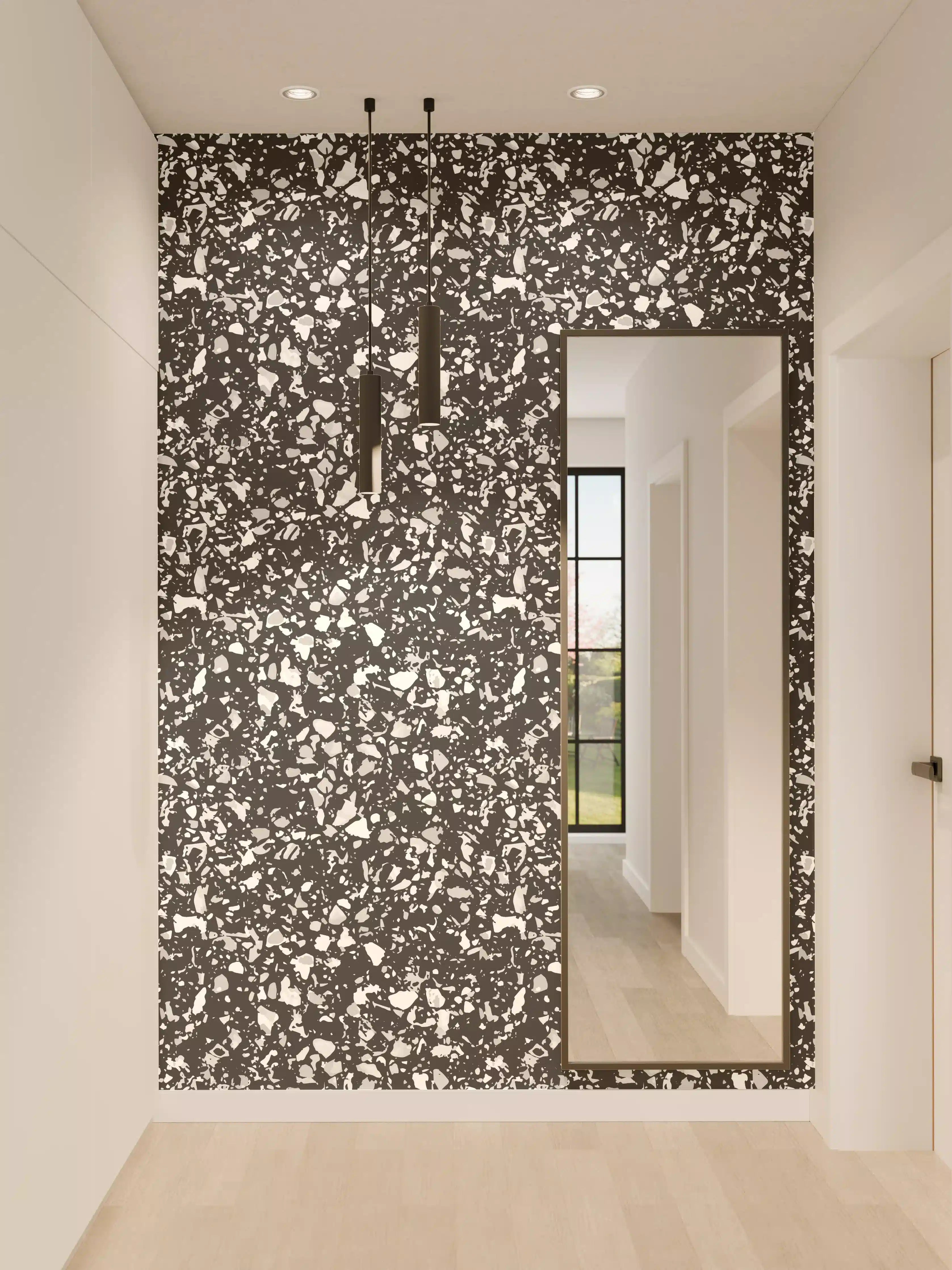 Wandverkleidung Flur - Schwarz-Weiße Steinoberfläche