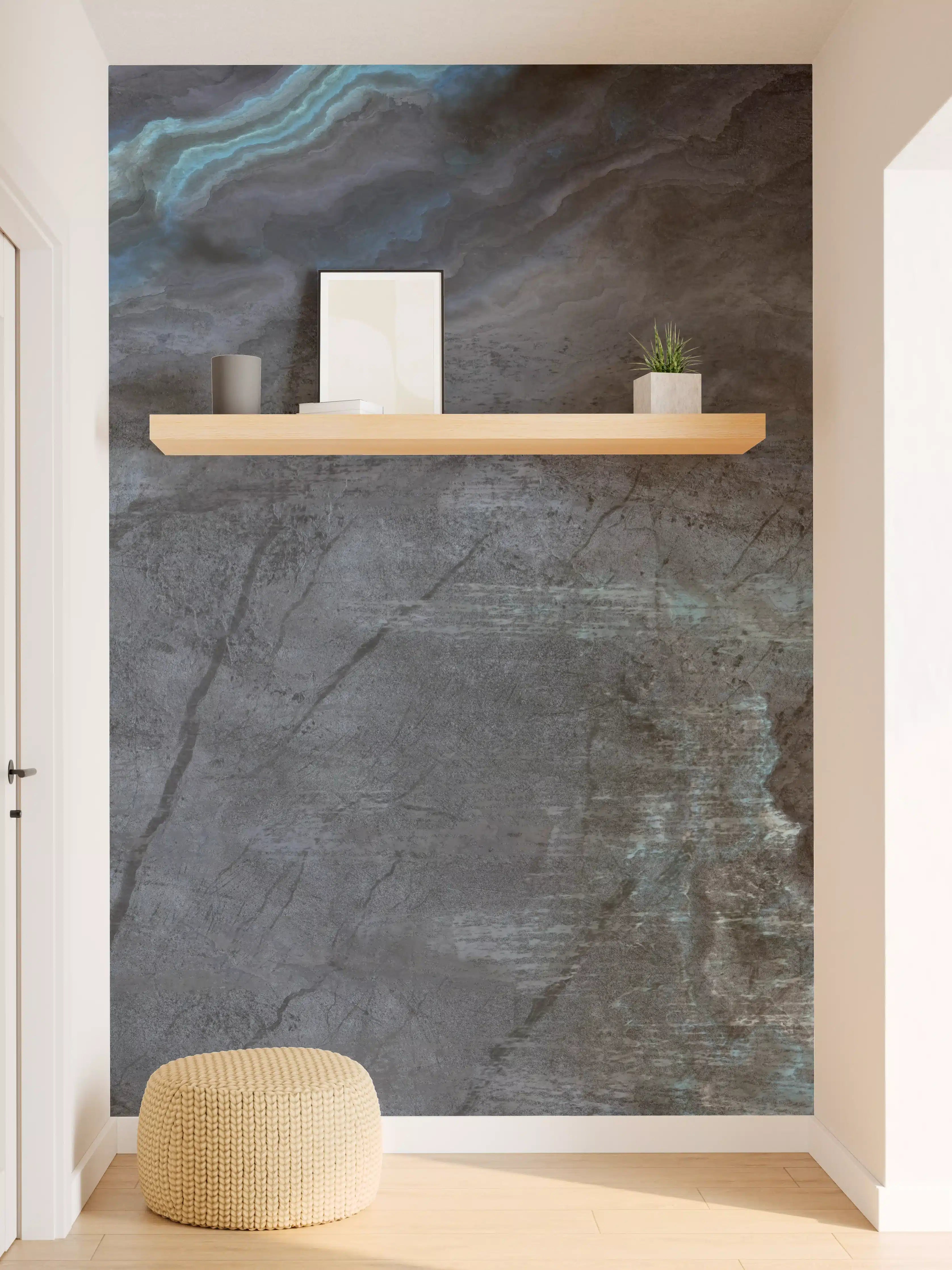 Wandverkleidung Flur - Schwarz-blauer Steinhintergrund