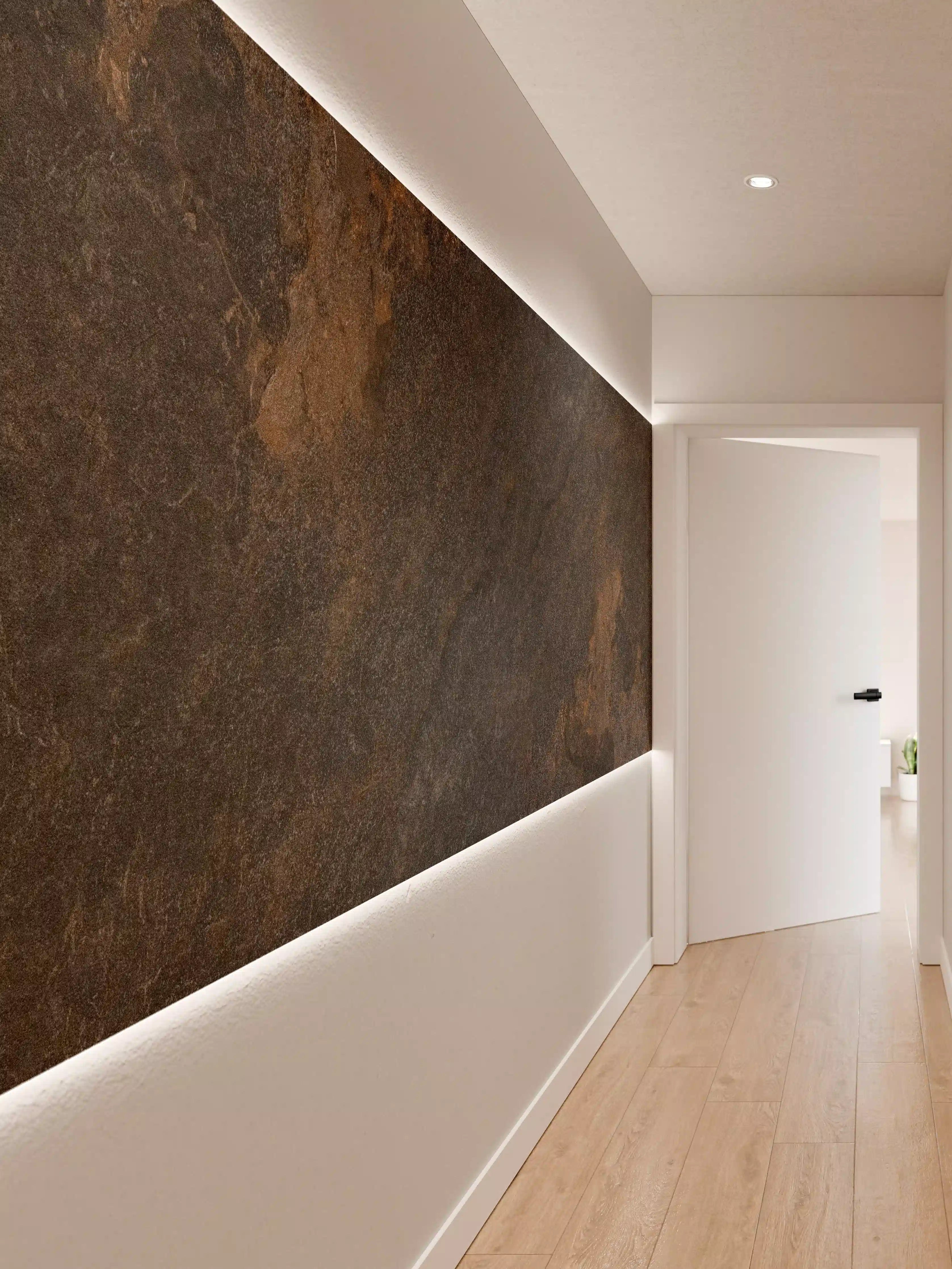 Wandverkleidung Flur - Schwarz braun rostigen Stein Fliesen 