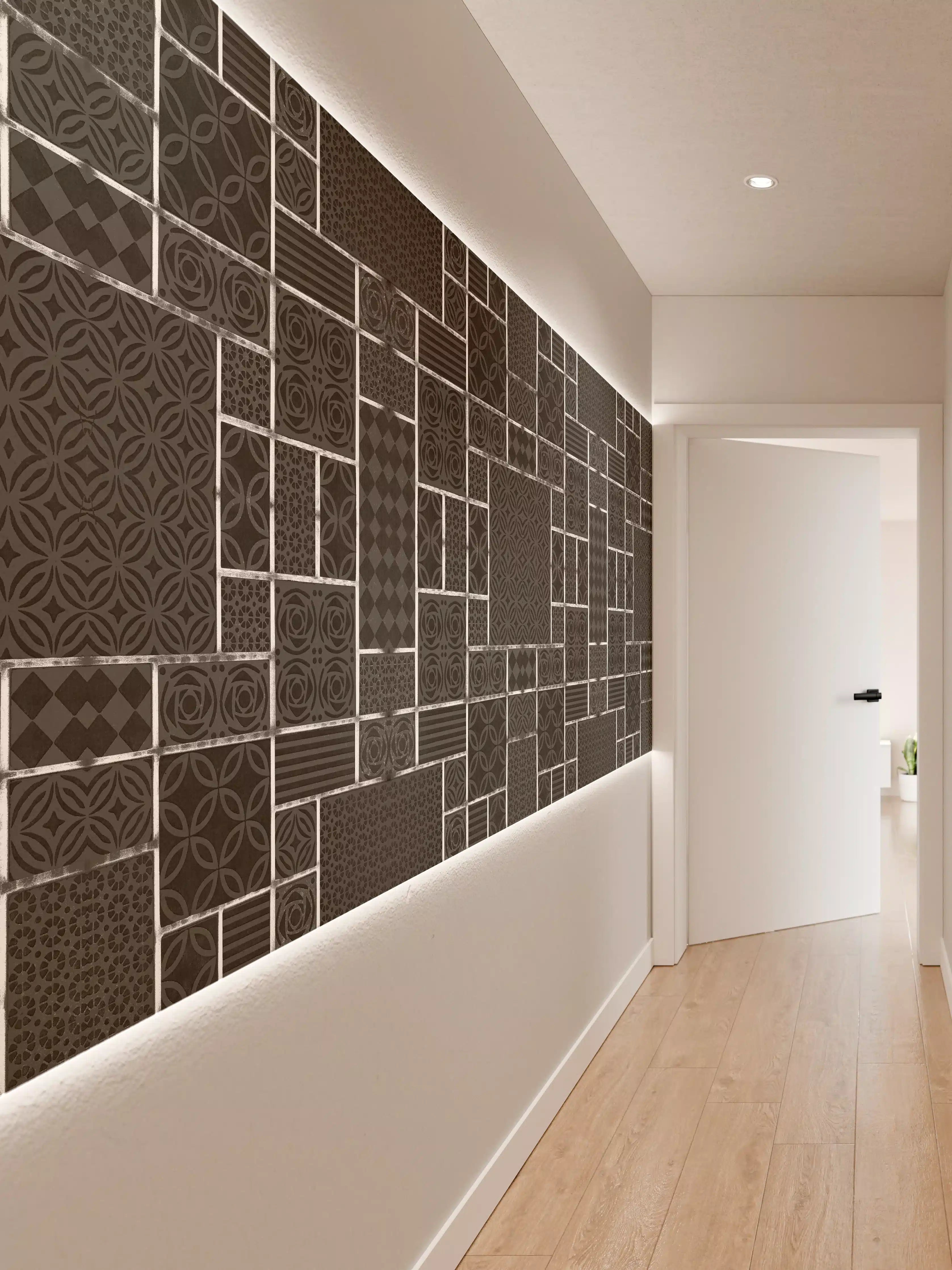 Wandverkleidung Flur - Schwarz geometrische Fliesen