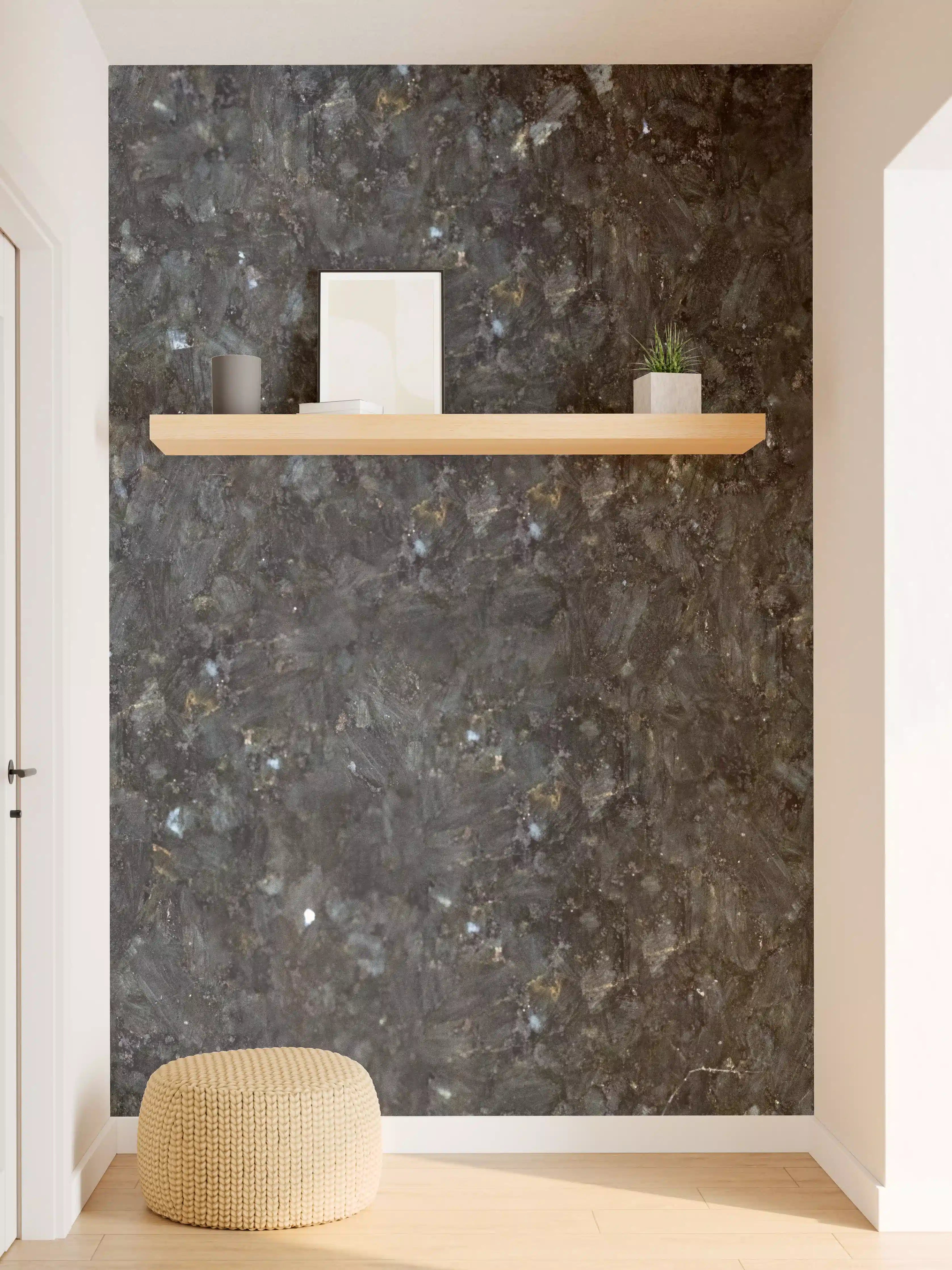 Wandverkleidung Flur - Schwarze Granitwand