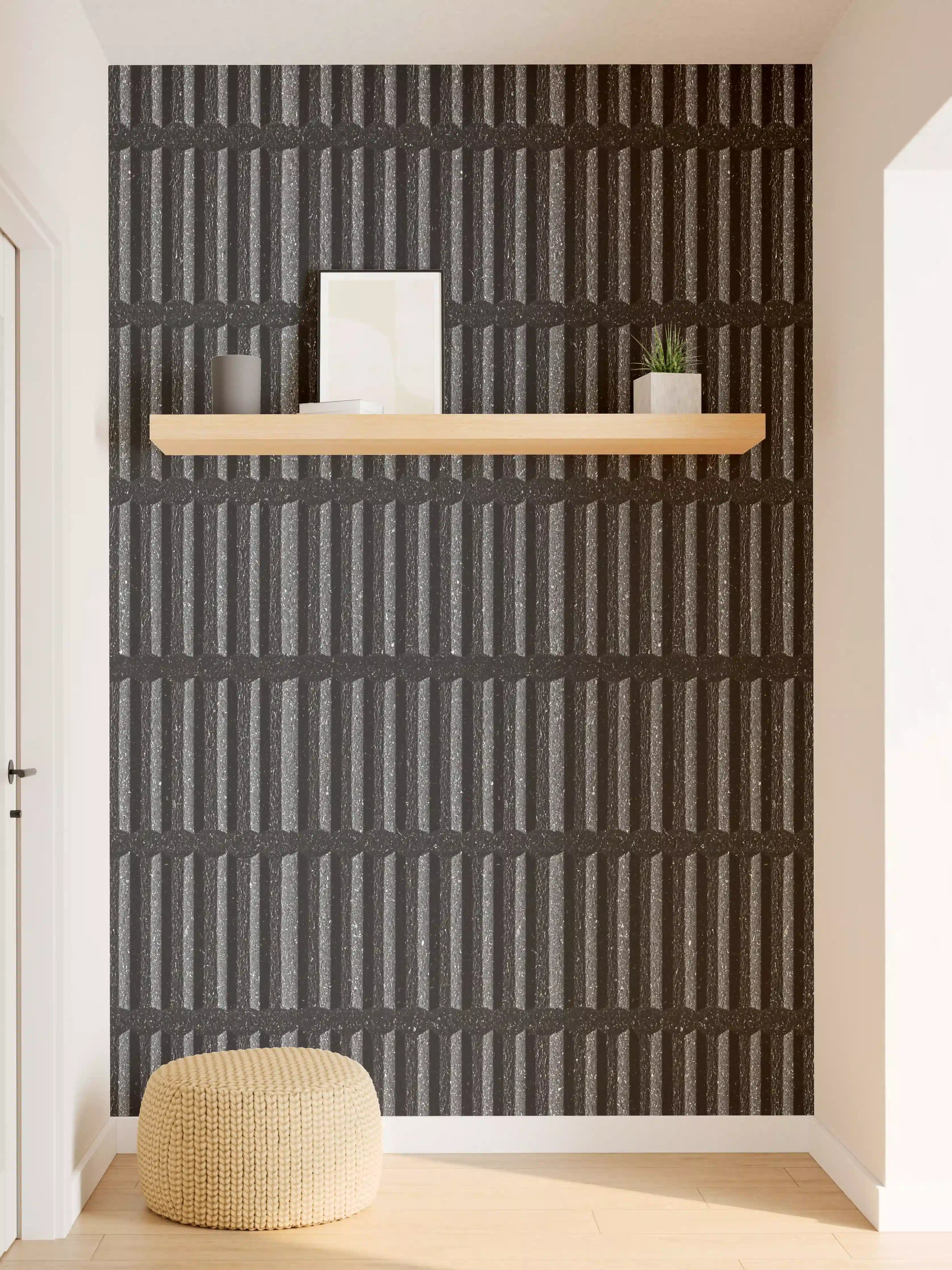 Wandverkleidung Flur - Schwarze Stein Ziegel Textur