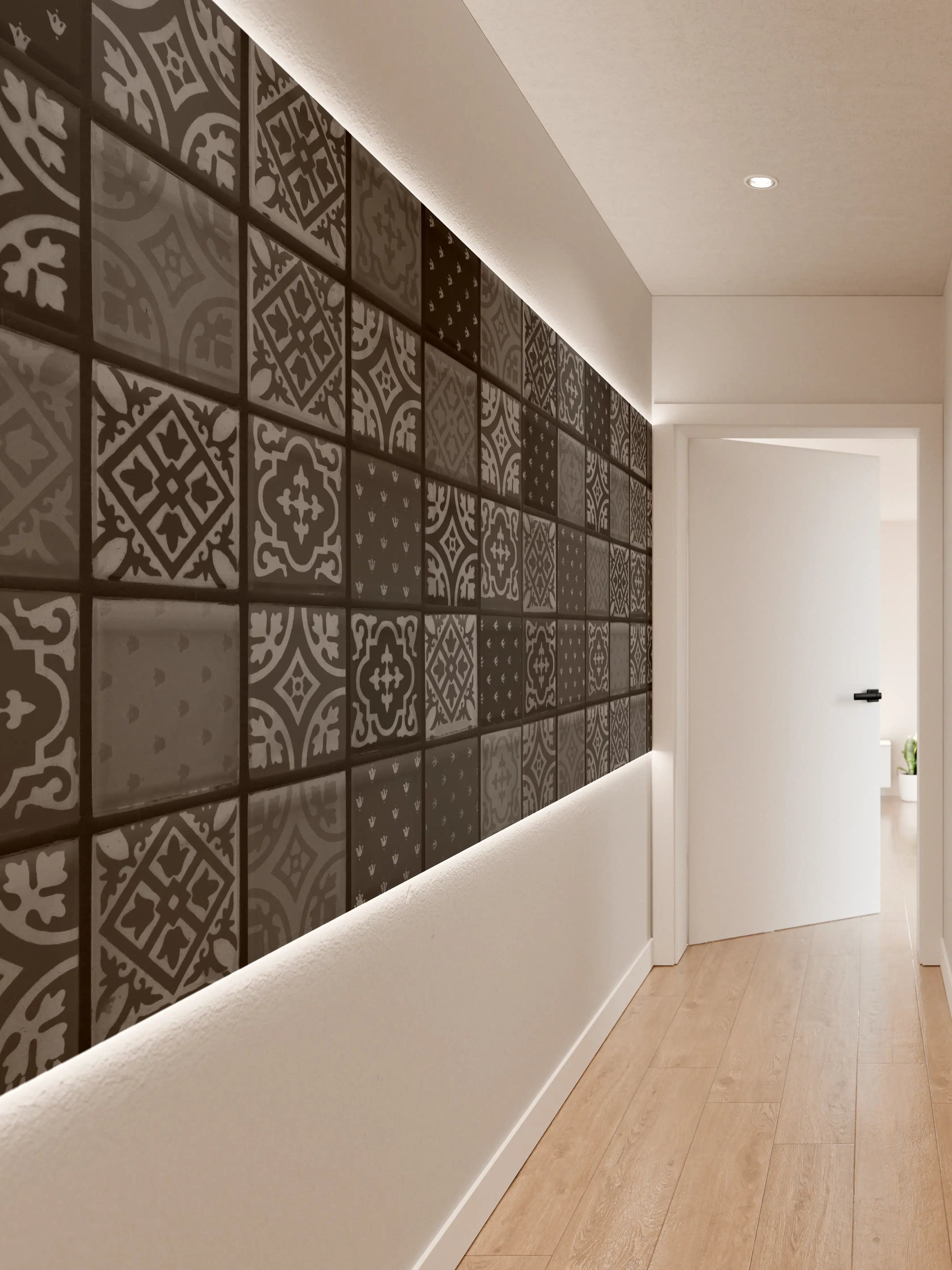 Wandverkleidung Flur - Schwarze anthrazit Fliesen