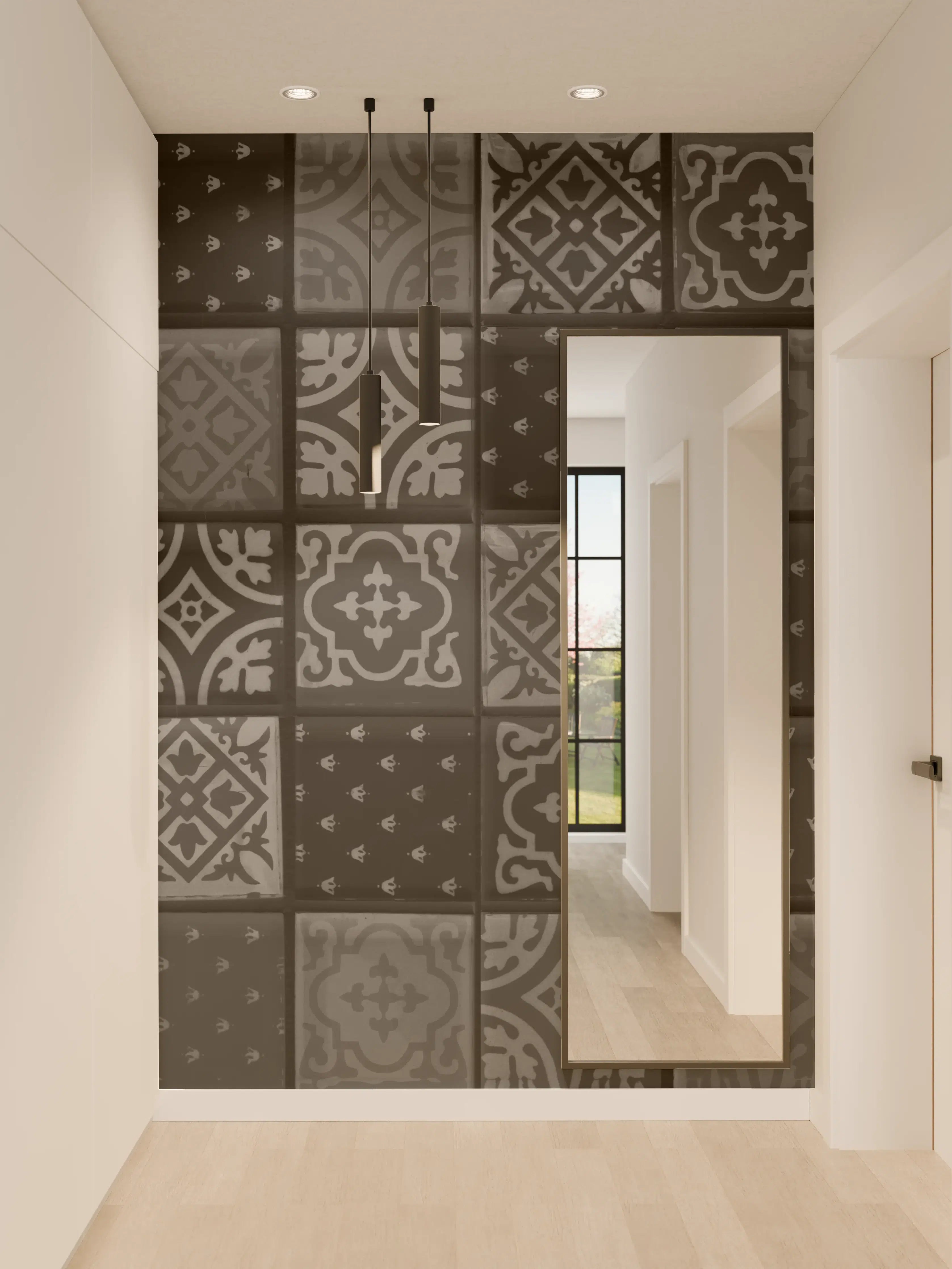 Wandverkleidung Flur - Schwarze anthrazit Fliesen