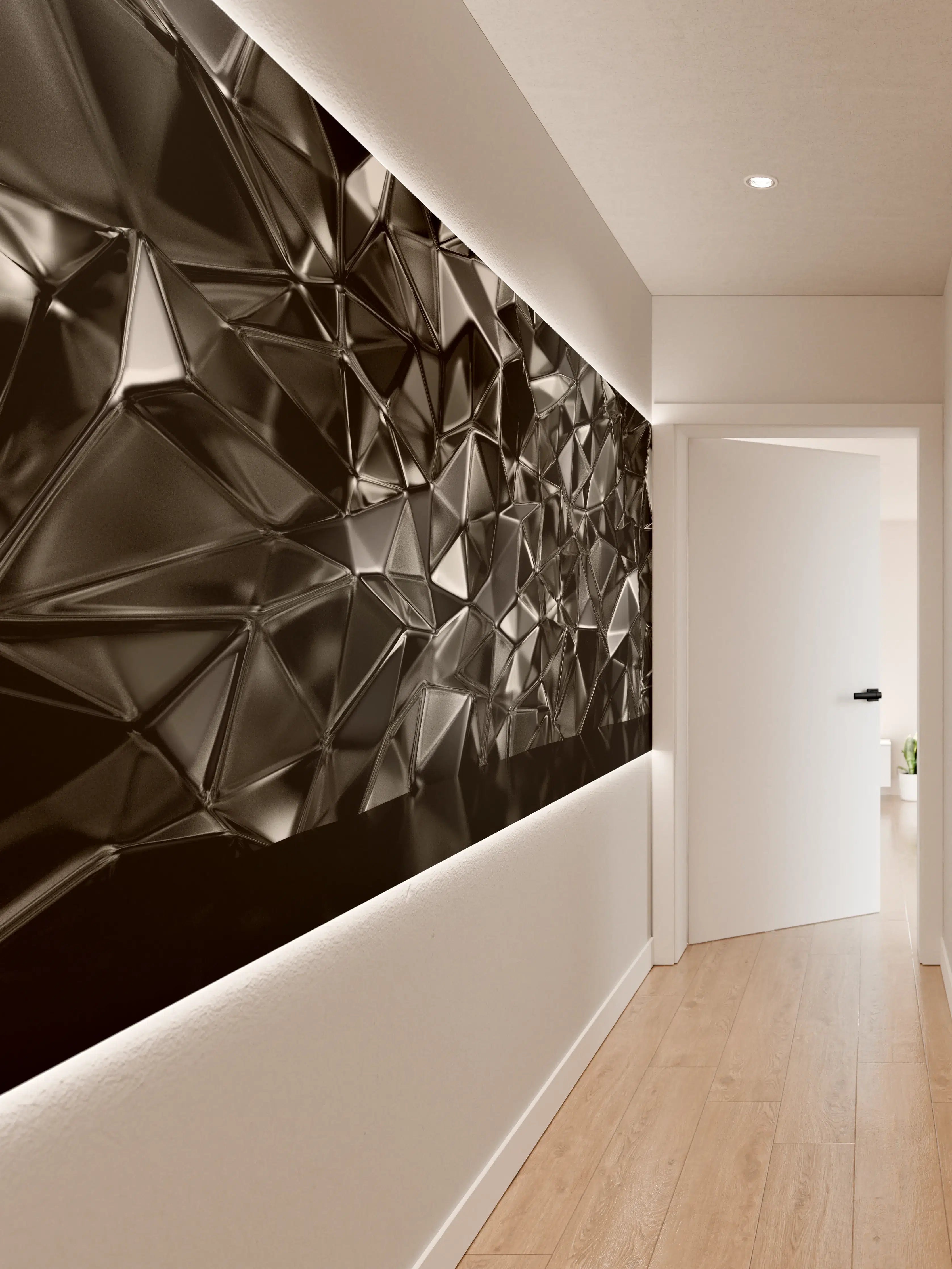 Wandverkleidung Flur - Schwarze geometrische Oberflächenstruktur