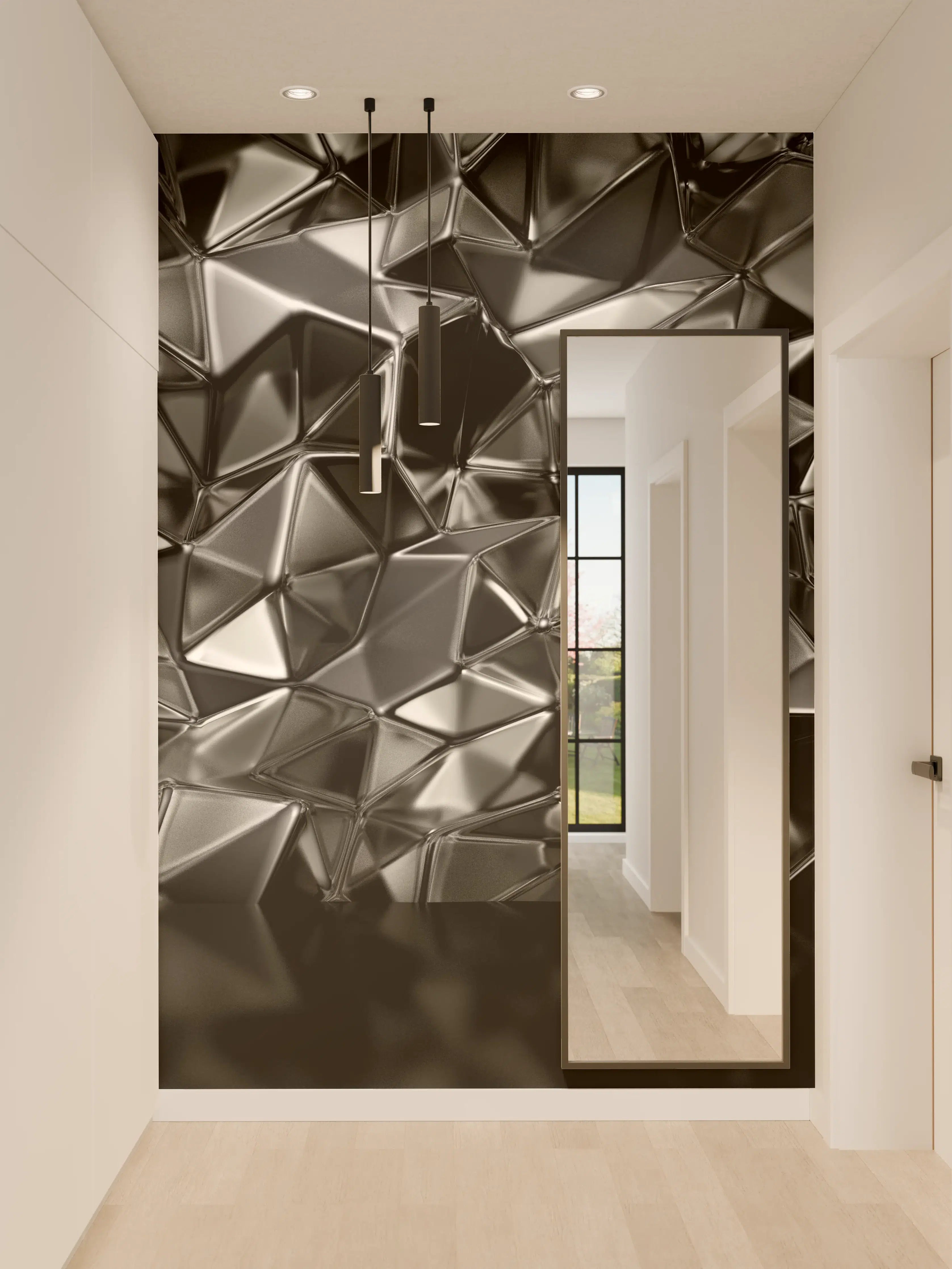 Wandverkleidung Flur - Schwarze geometrische Oberflächenstruktur