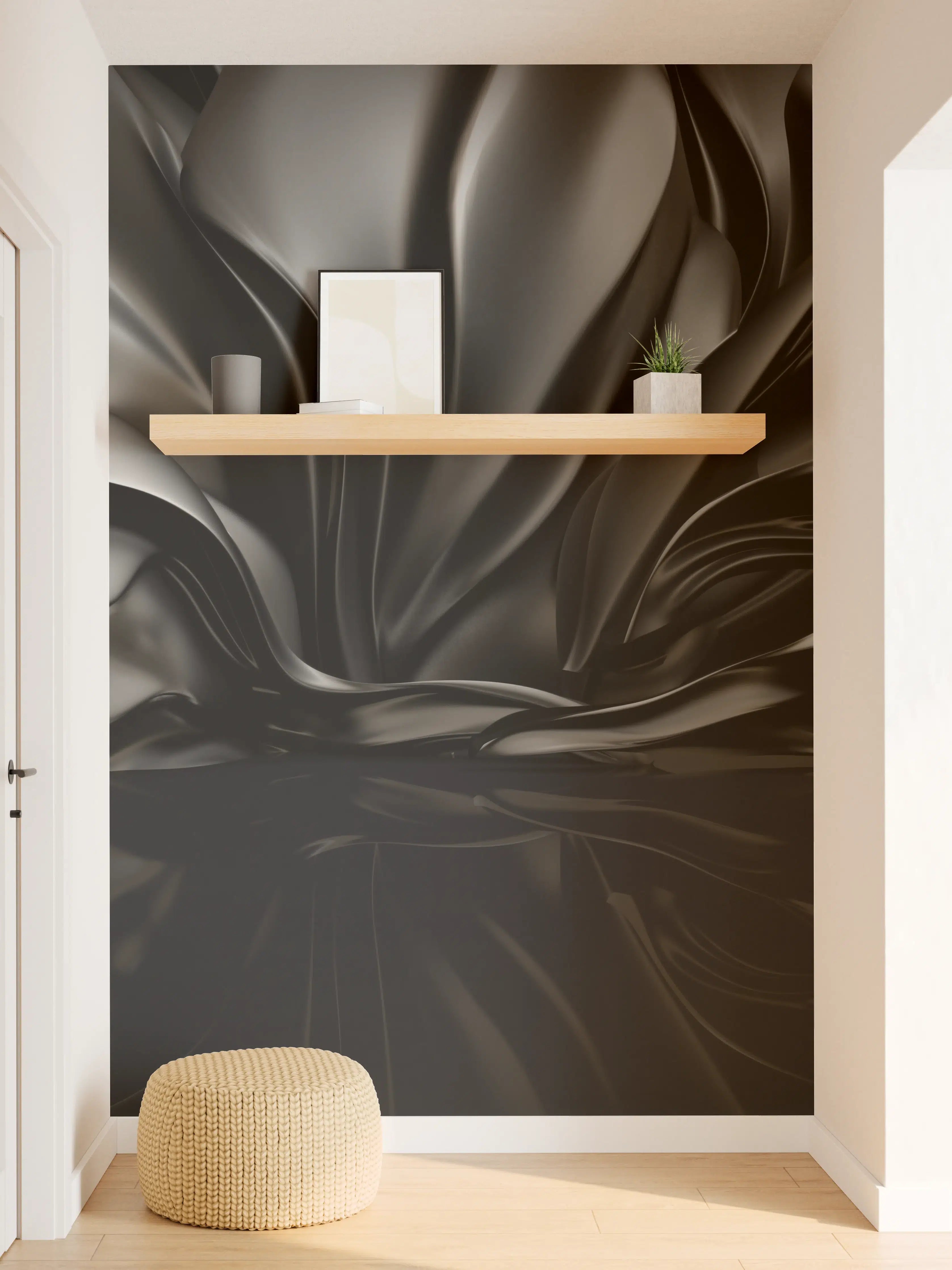 Wandverkleidung Flur - Schwarzes, elegantes Stoff-Design