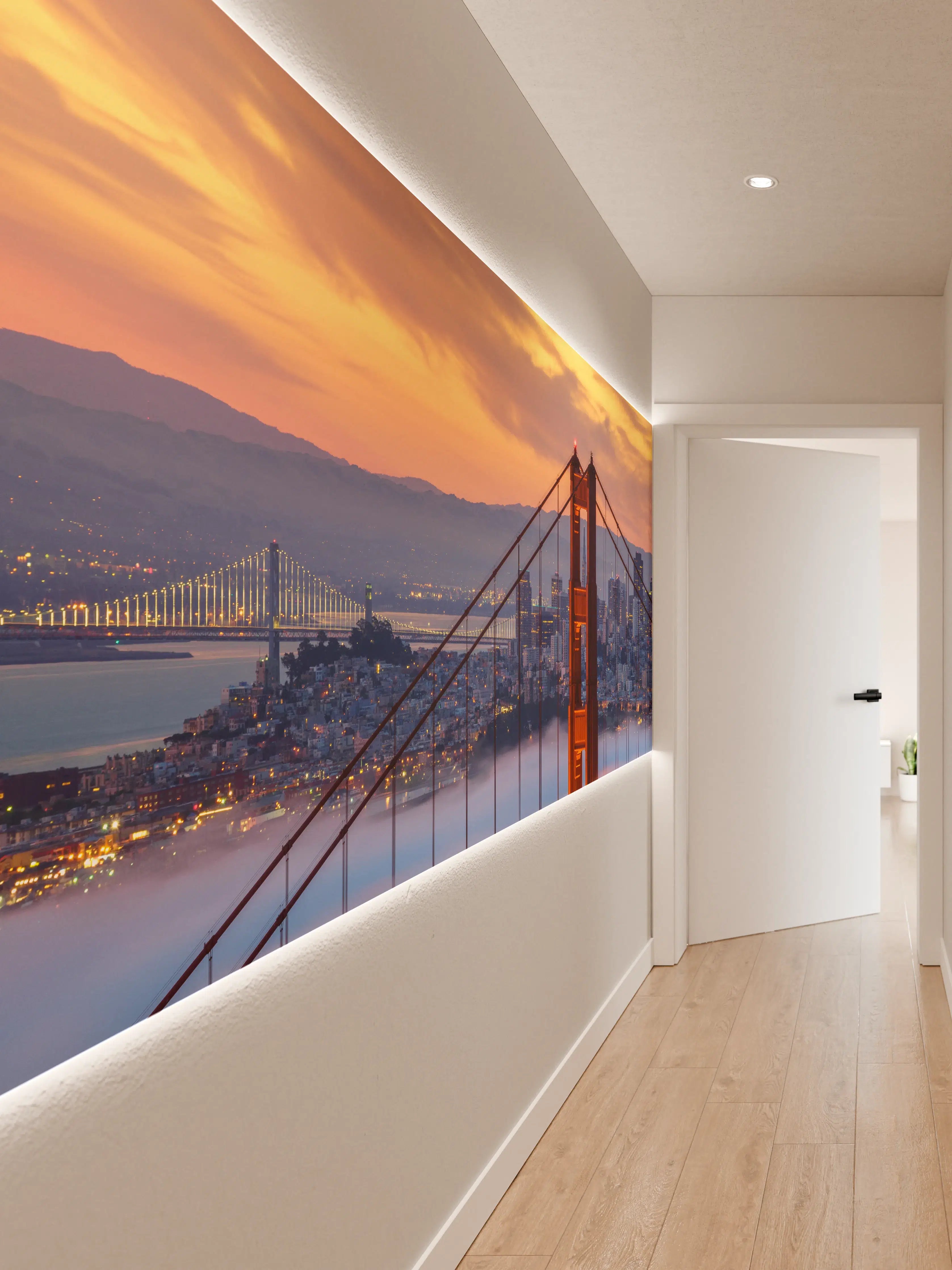 Wandverkleidung Flur - Silberne Brücke im Abendlicht