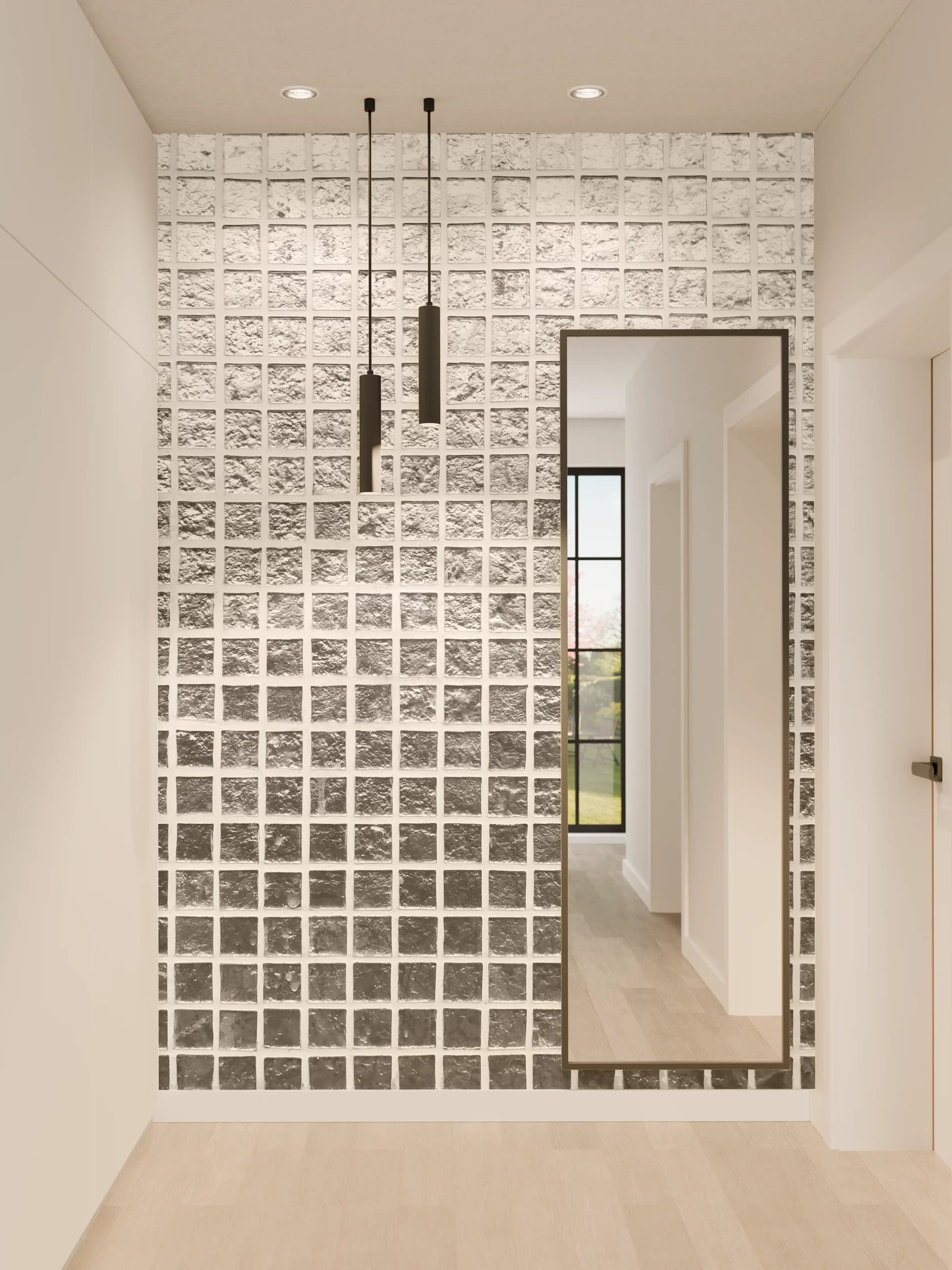 Wandverkleidung Flur - Silbernes Fliesen Mosaikmuster