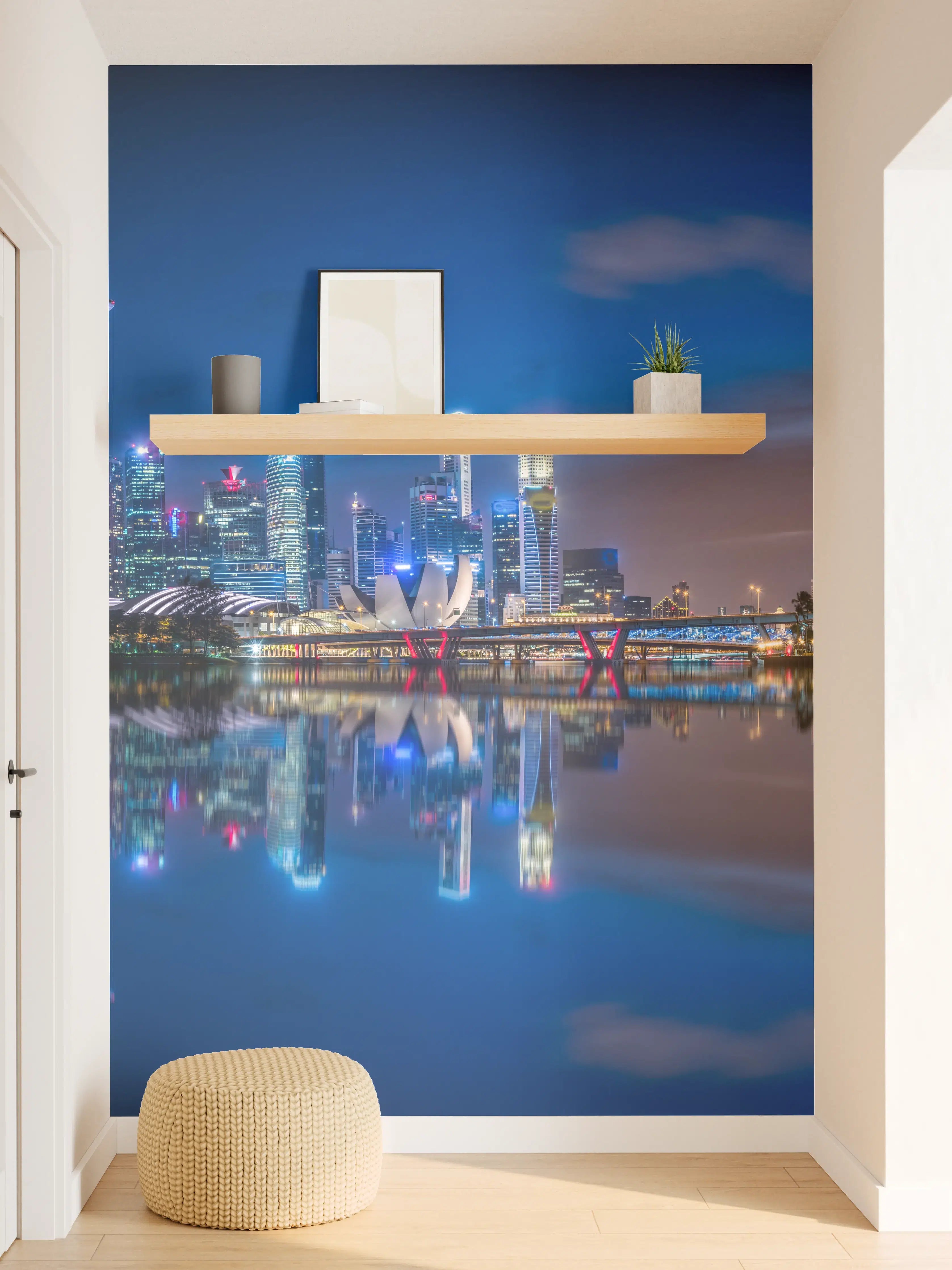 Wandverkleidung Flur - Skyline von Singapur und Blick auf den Wolkenkratzer