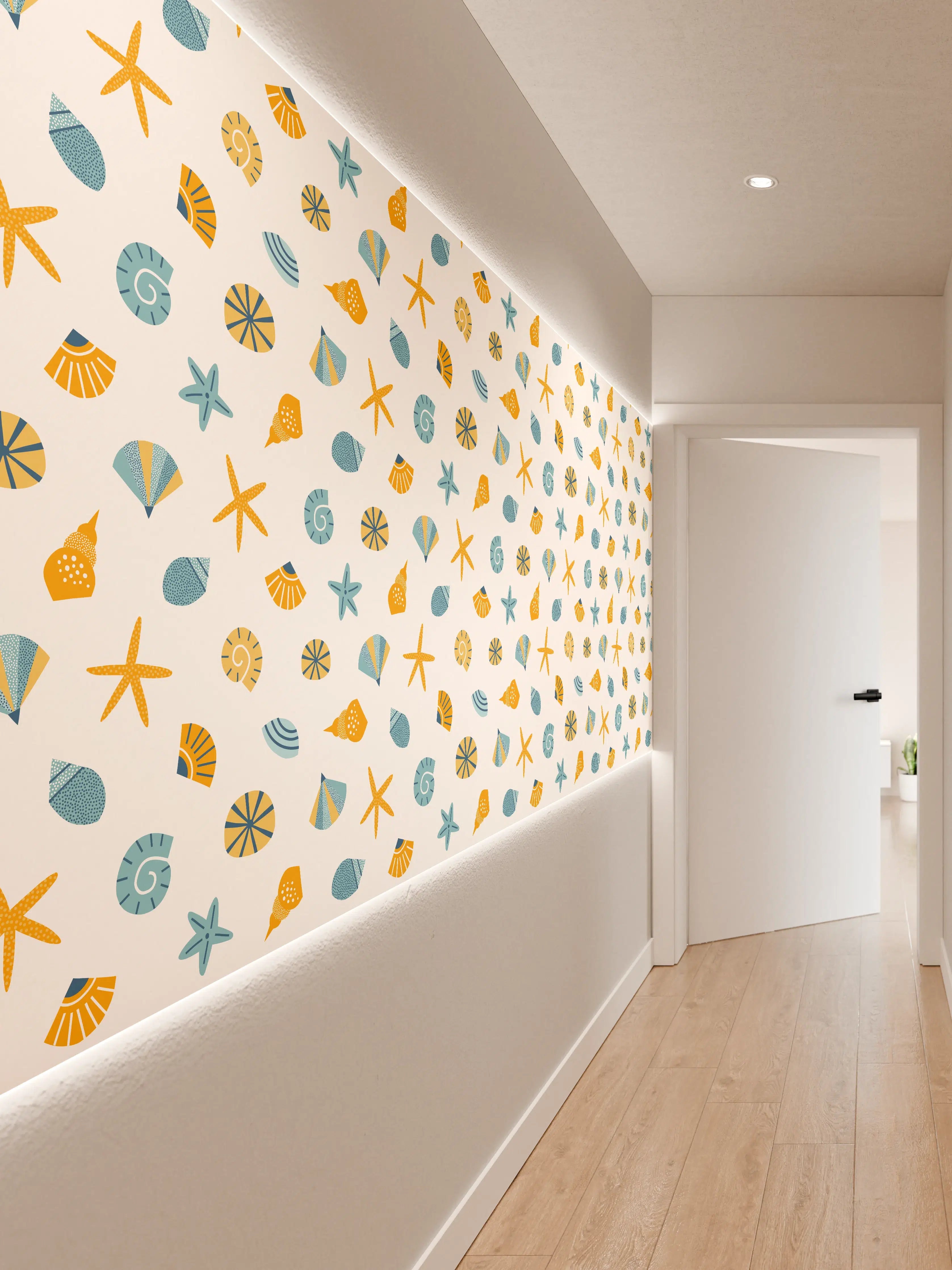 Wandverkleidung Flur - Sommerliche Meeresmotive im Sand
