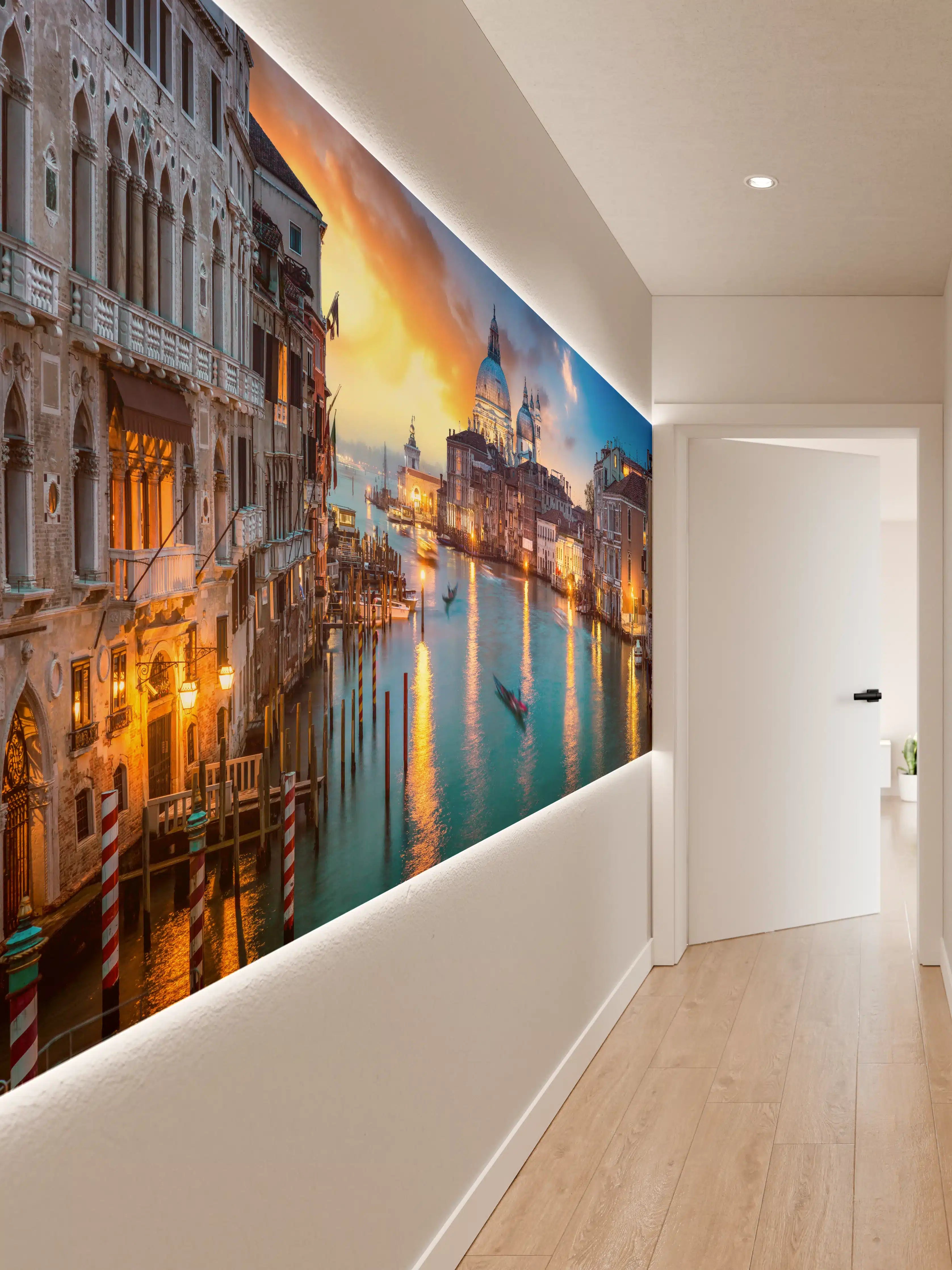 Wandverkleidung Flur - Sonnenuntergang am Canal Grande - Venedig