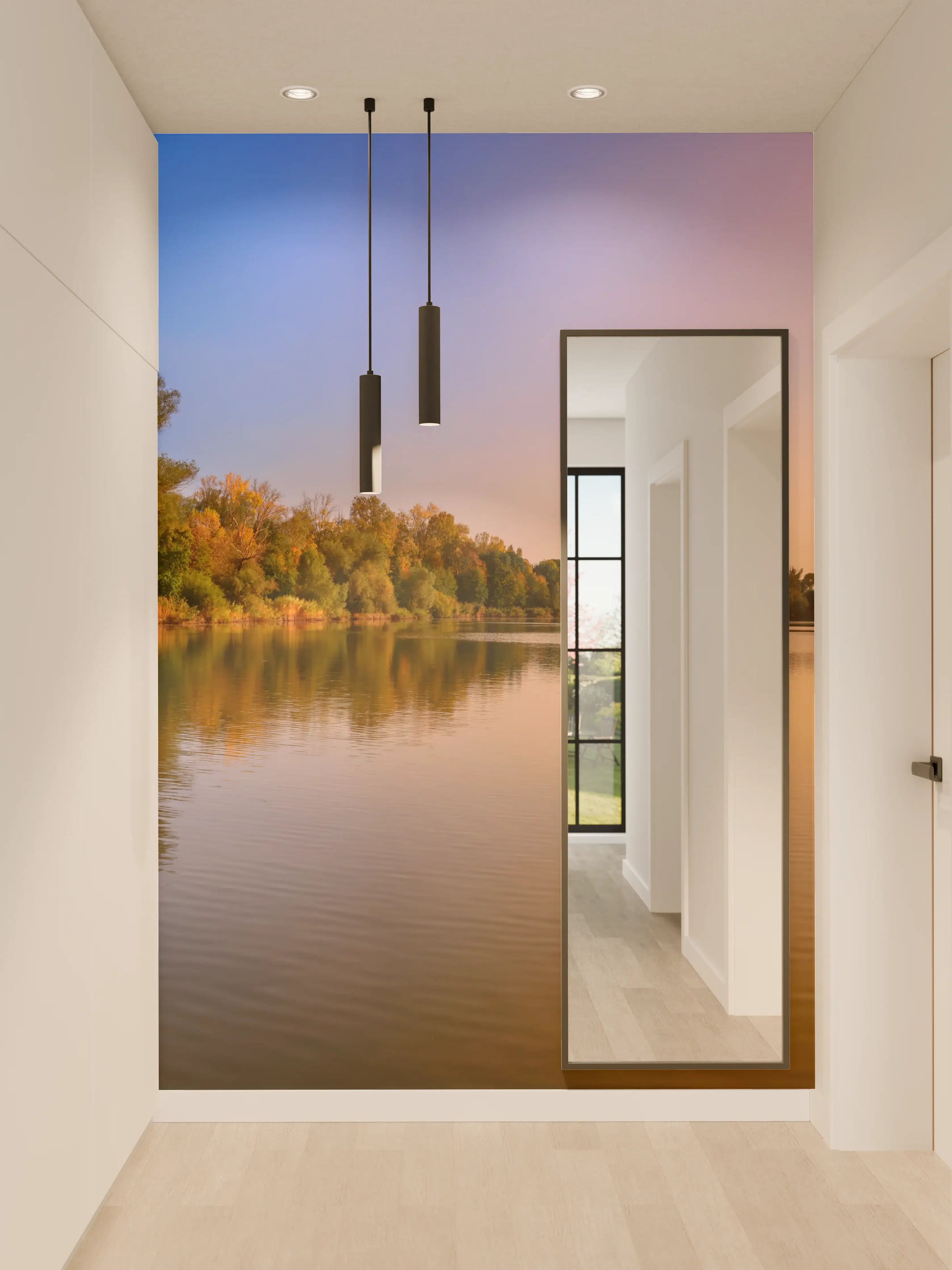 Wandverkleidung Flur - Sonnenuntergang am See