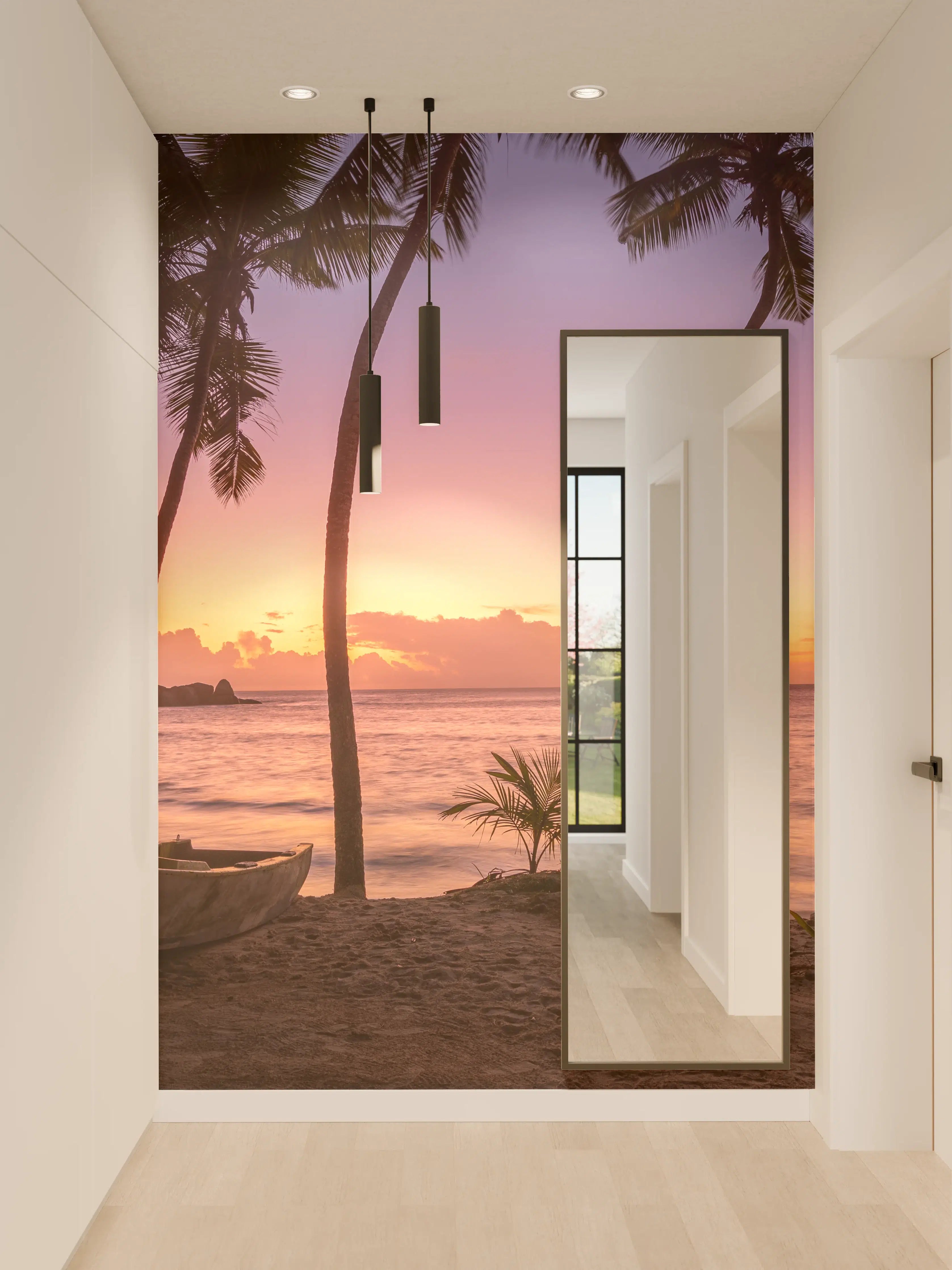 Wandverkleidung Flur - Sonnenuntergang am Strand Anse Takamaka