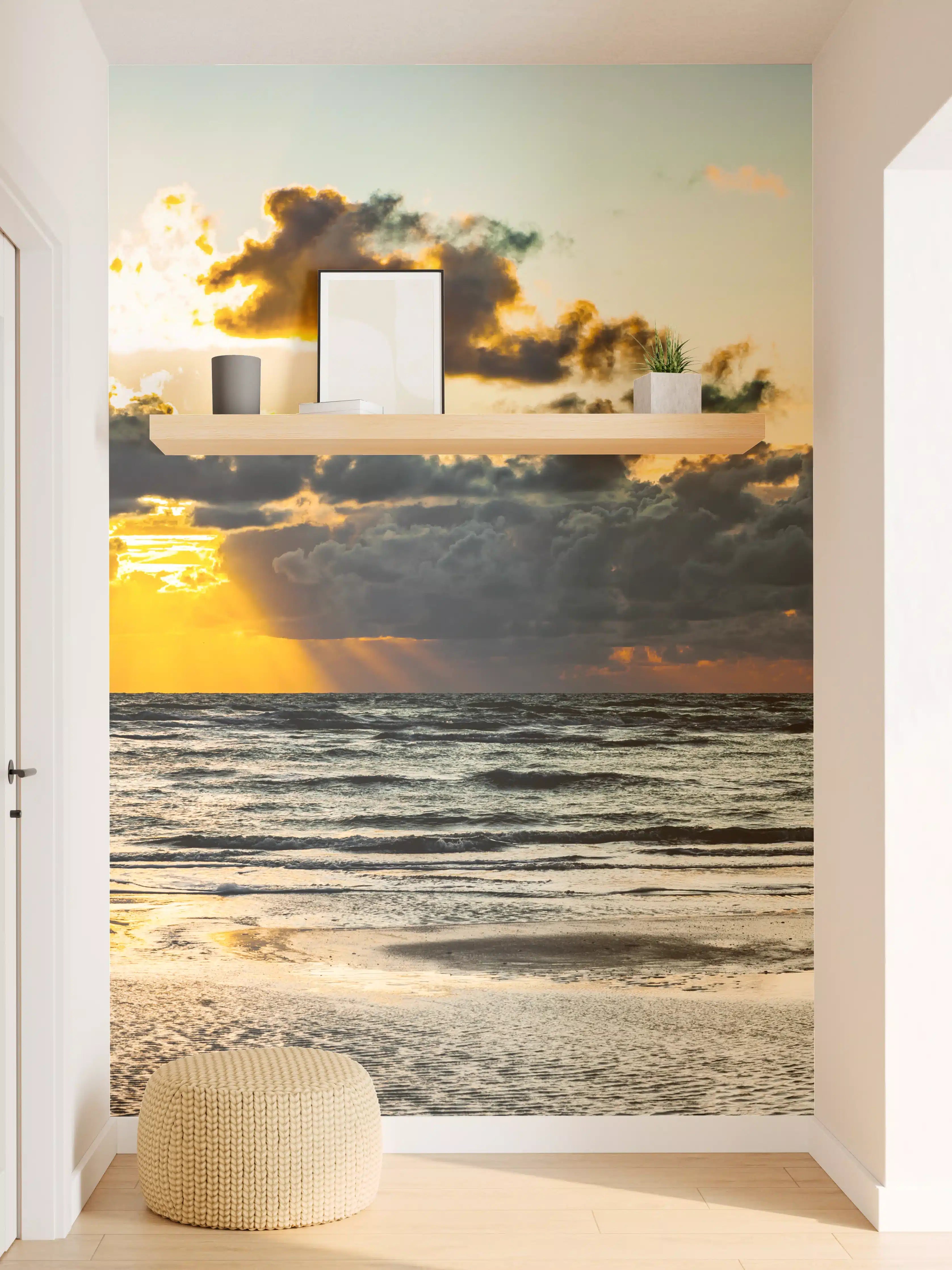 Wandverkleidung Flur - Sonnenuntergang am ruhigen Meer