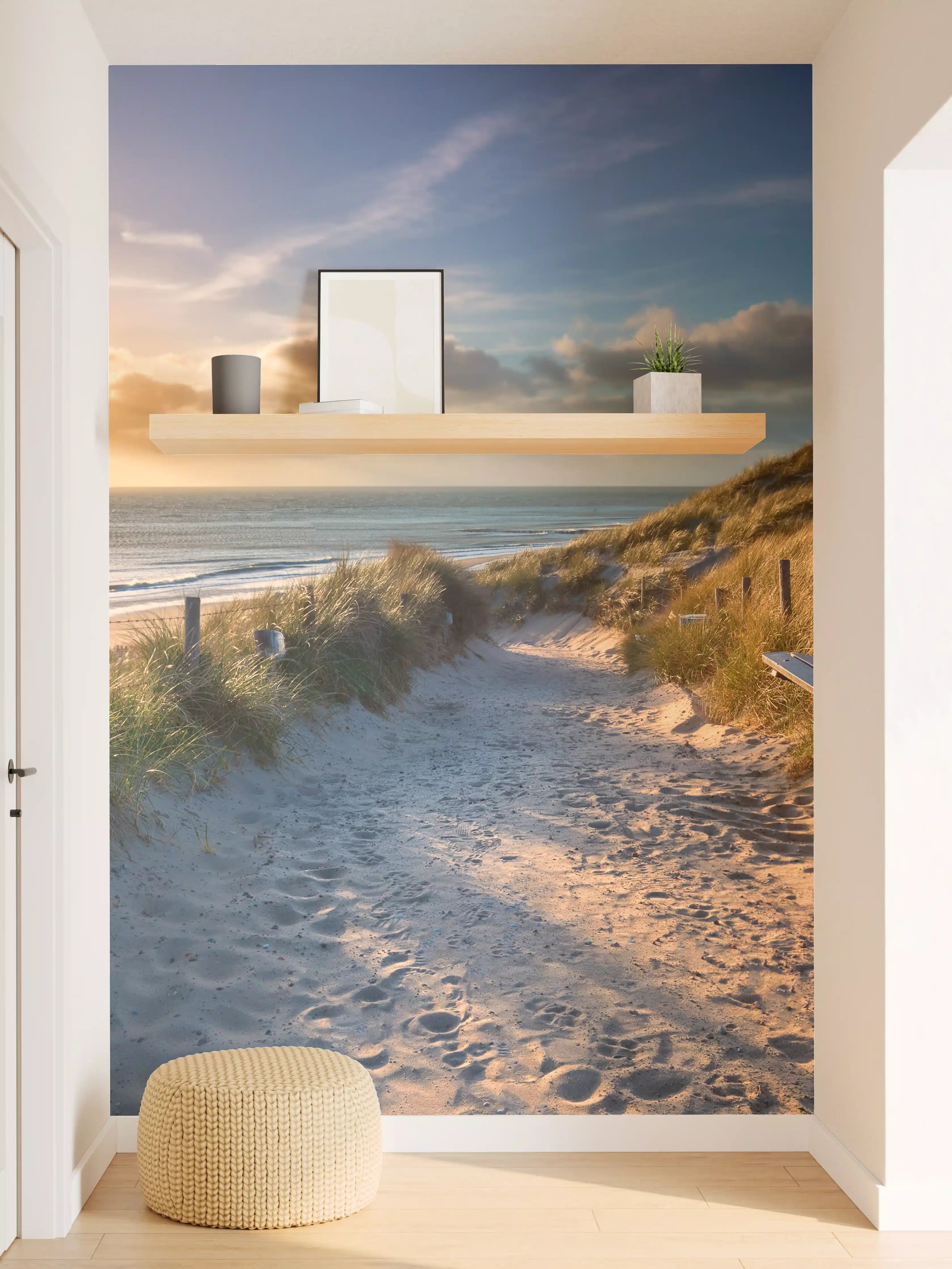 Wandverkleidung Flur - Sonnenuntergang an der Strandpromenade