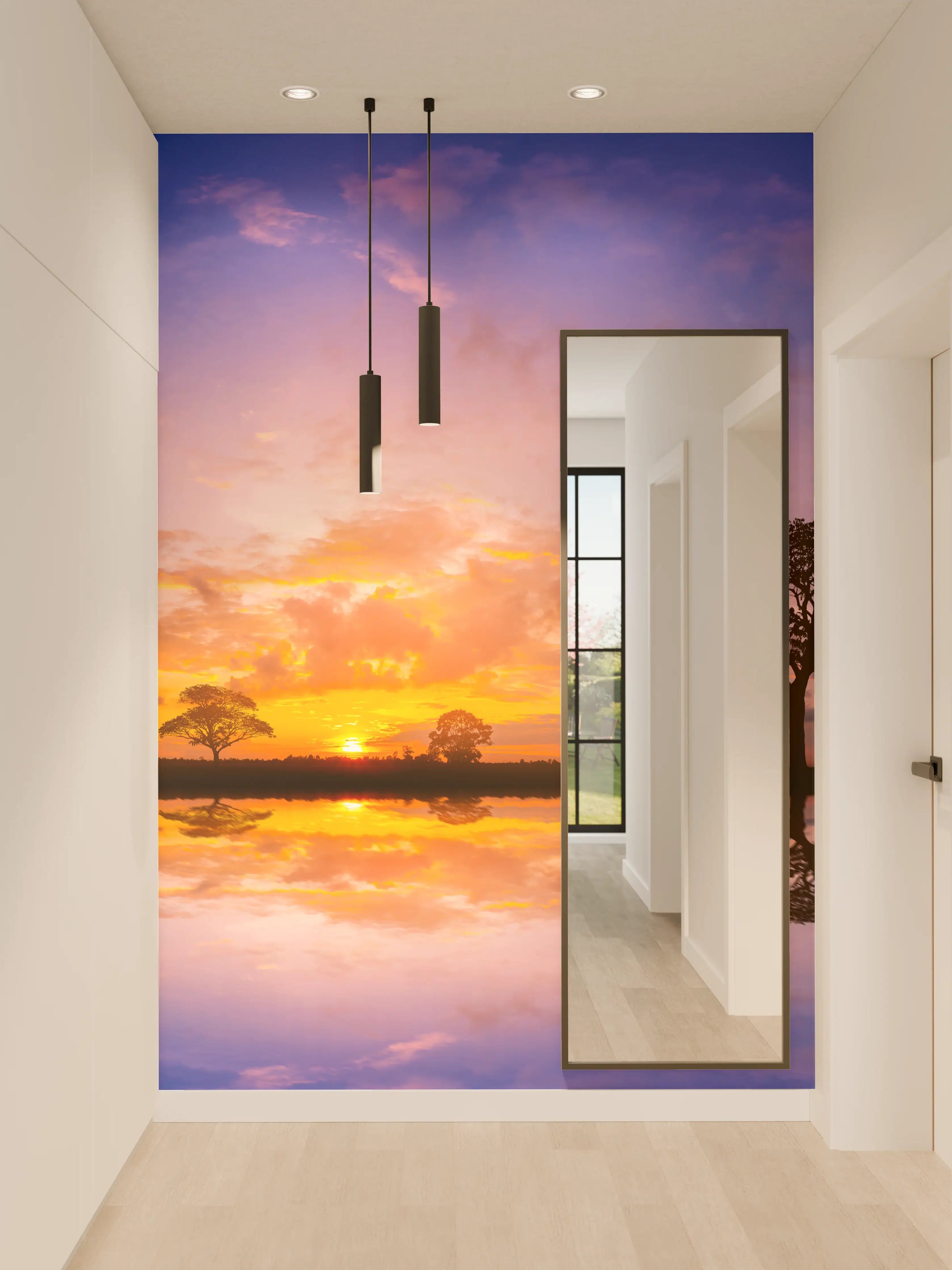 Wandverkleidung Flur - Sonnenuntergang in Afrika