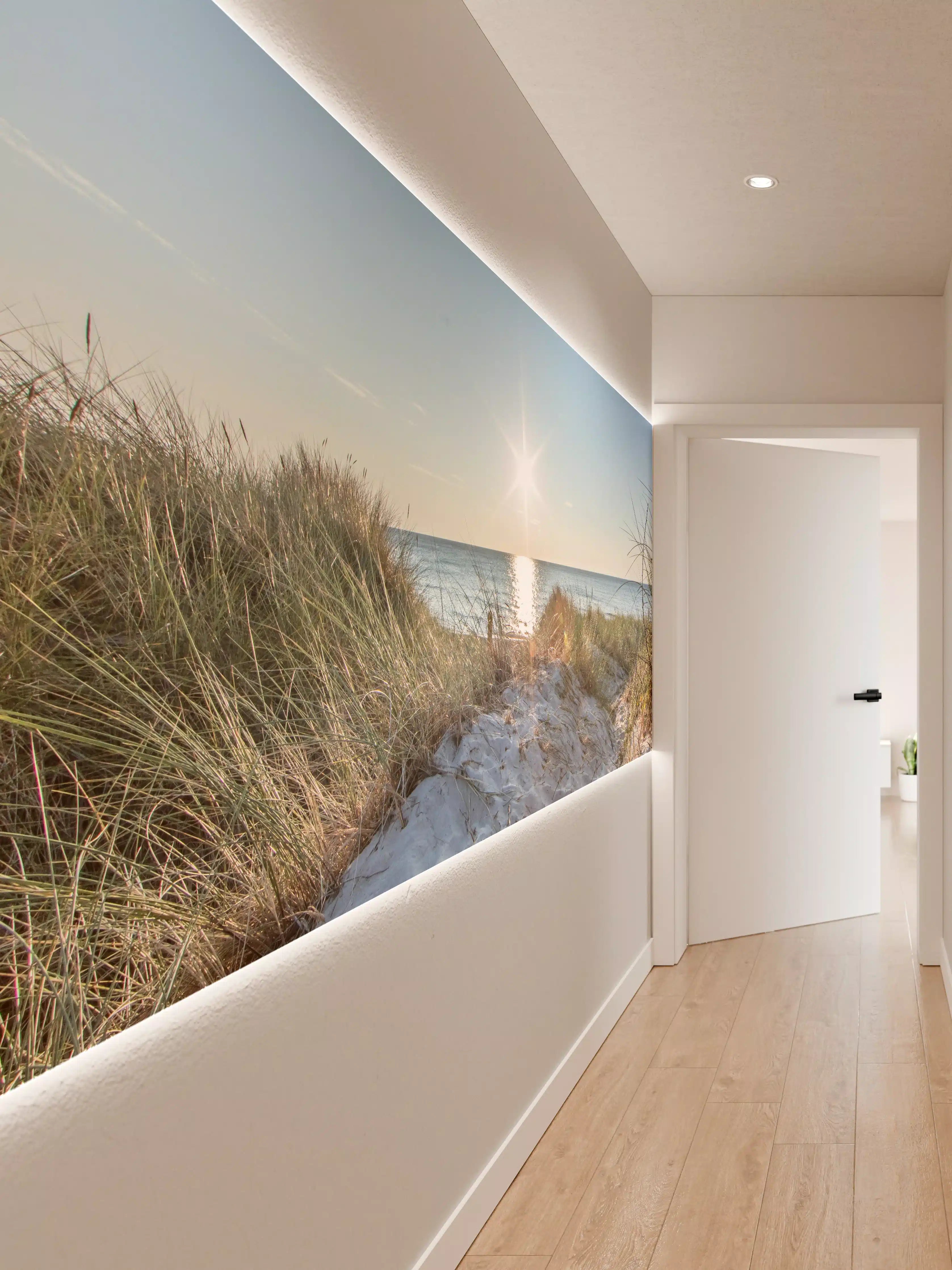 Wandverkleidung Flur - Sonniger Strandspaziergang bei Sonnenuntergang
