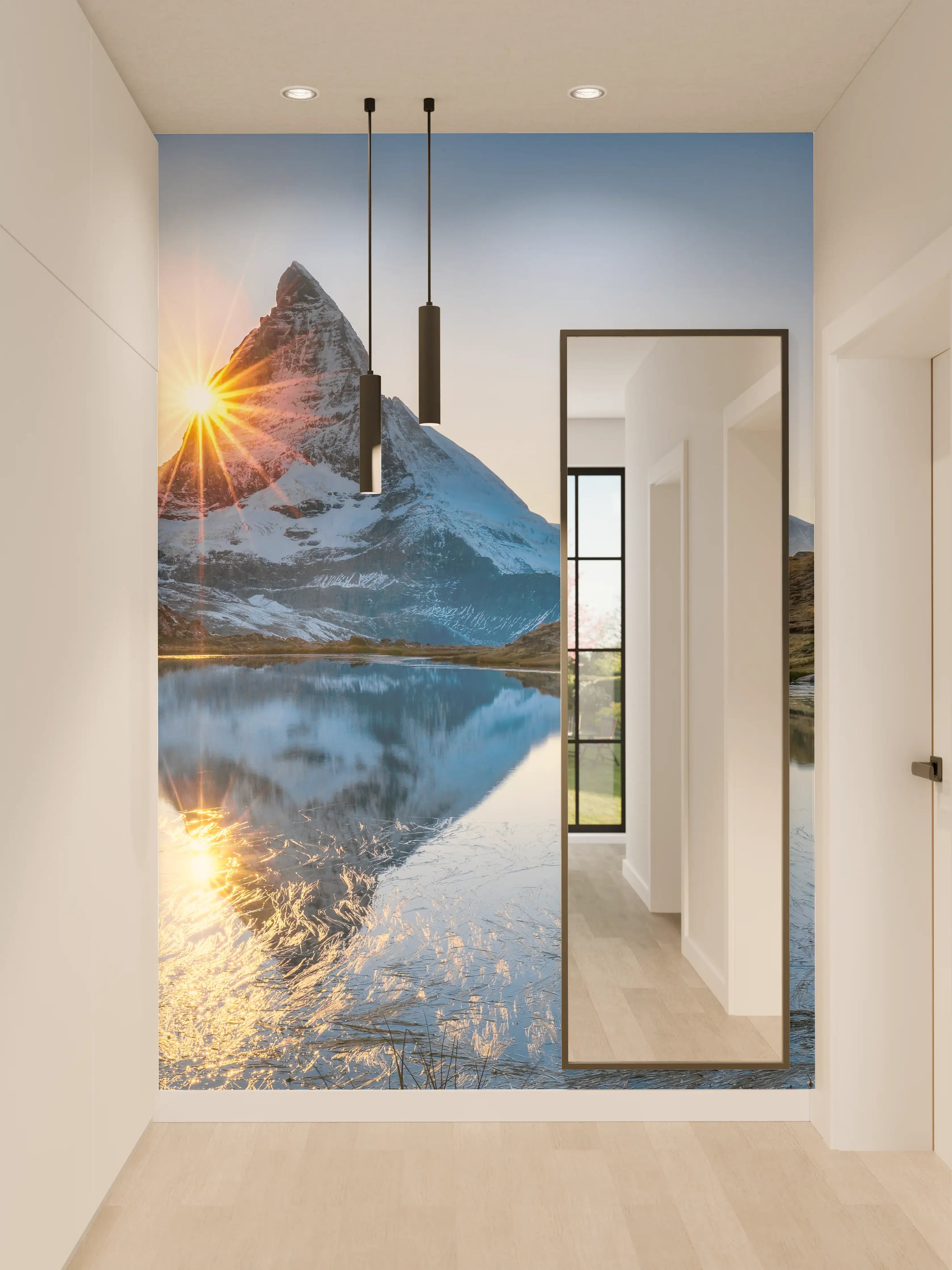 Wandverkleidung Flur - Spektakulärer Bergsee bei Sonnenaufgang