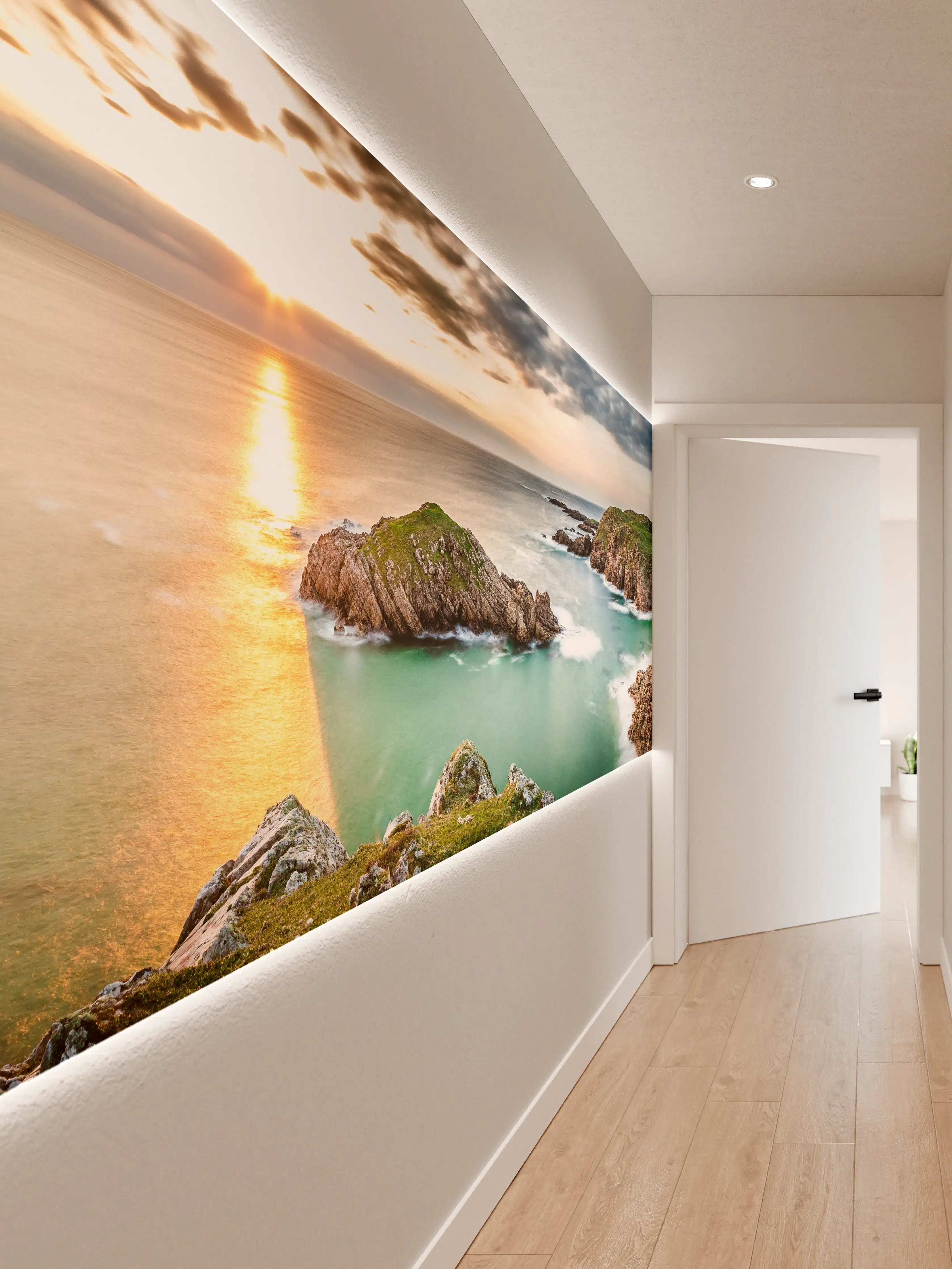 Wandverkleidung Flur - Spektakulärer Küstenblick bei Sonnenuntergang