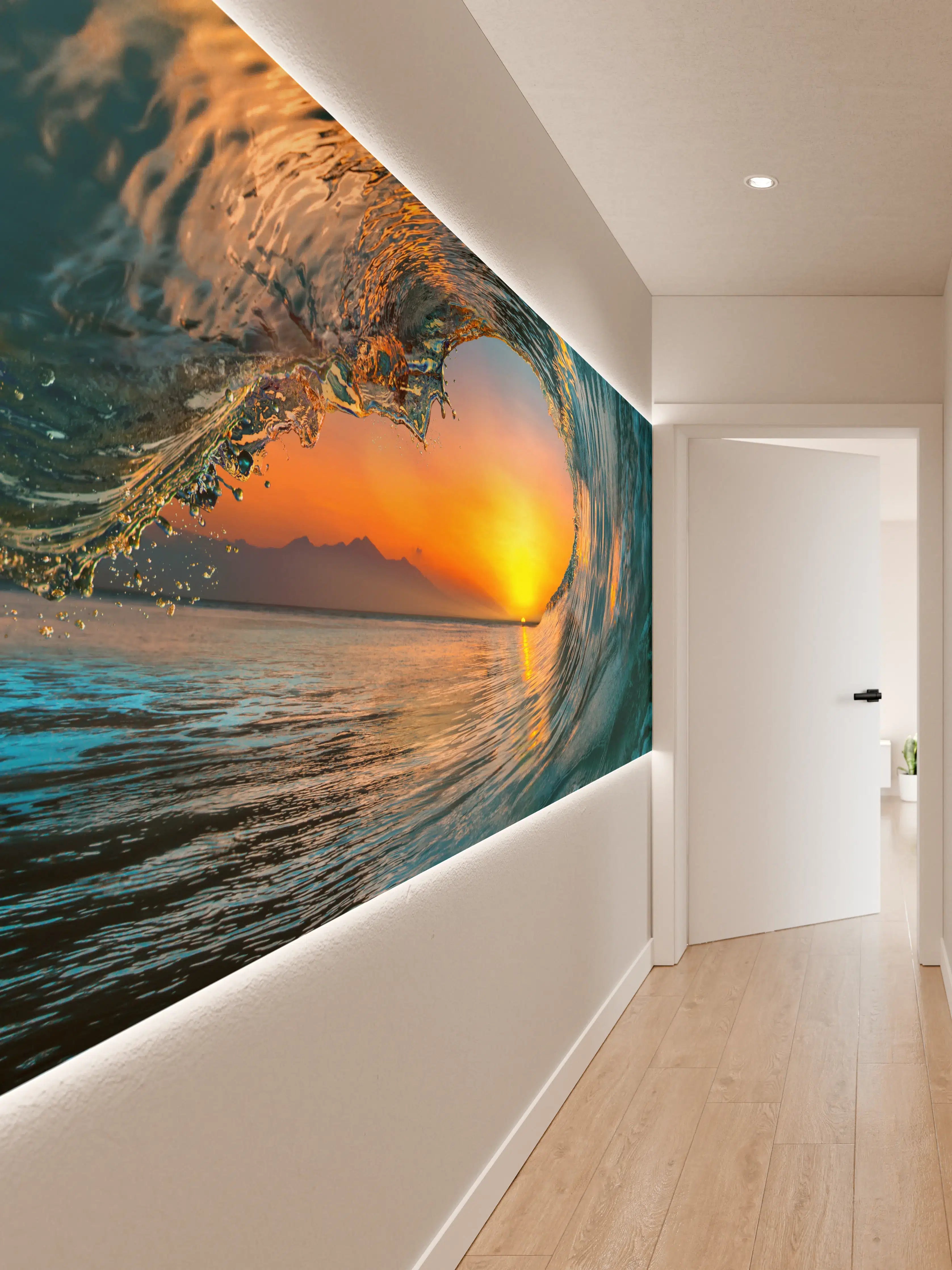 Wandverkleidung Flur - Spektakulärer Sonnenuntergang hinter Welle
