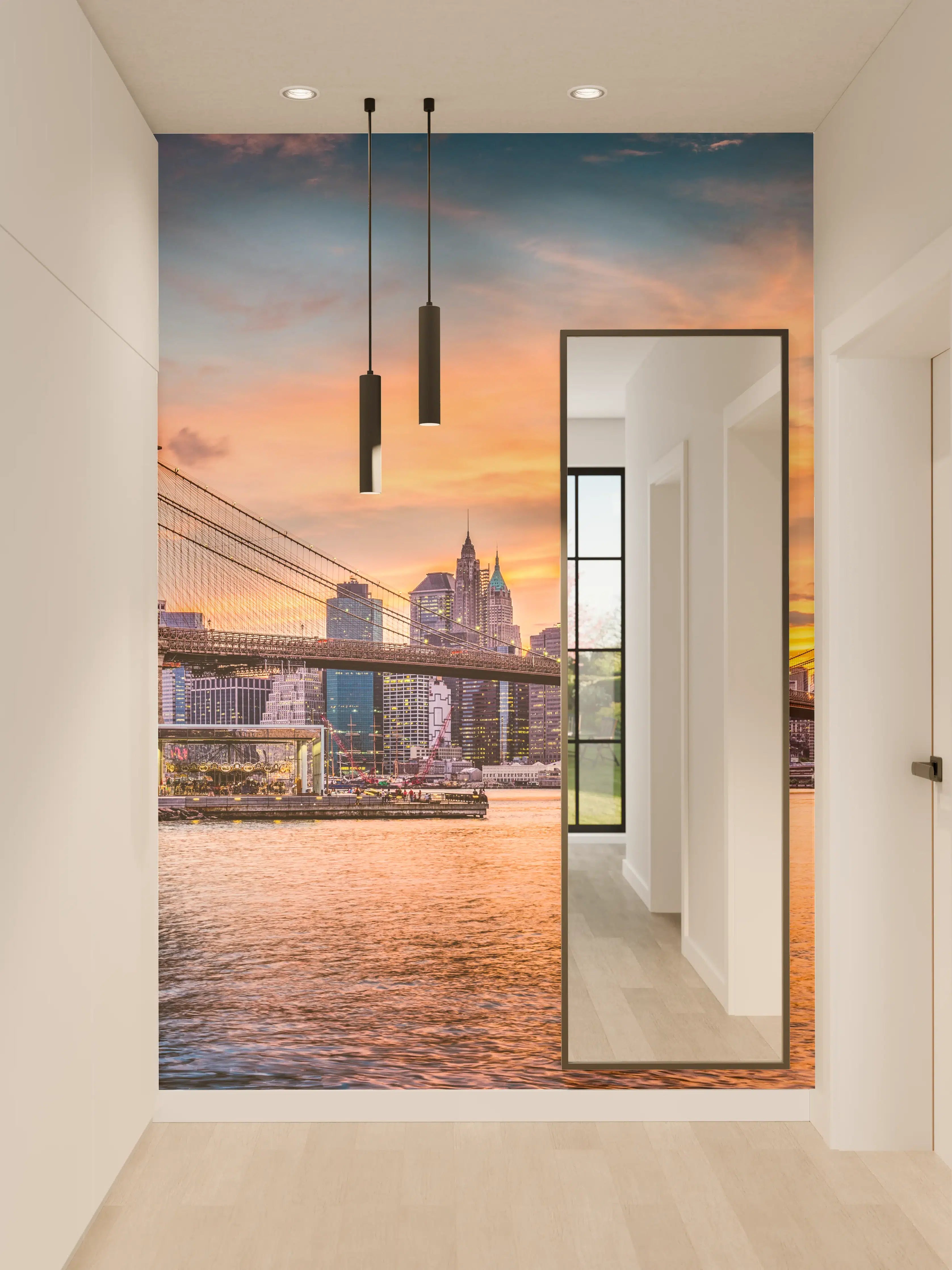 Wandverkleidung Flur - Spektakulärer Sonnenuntergang über New York