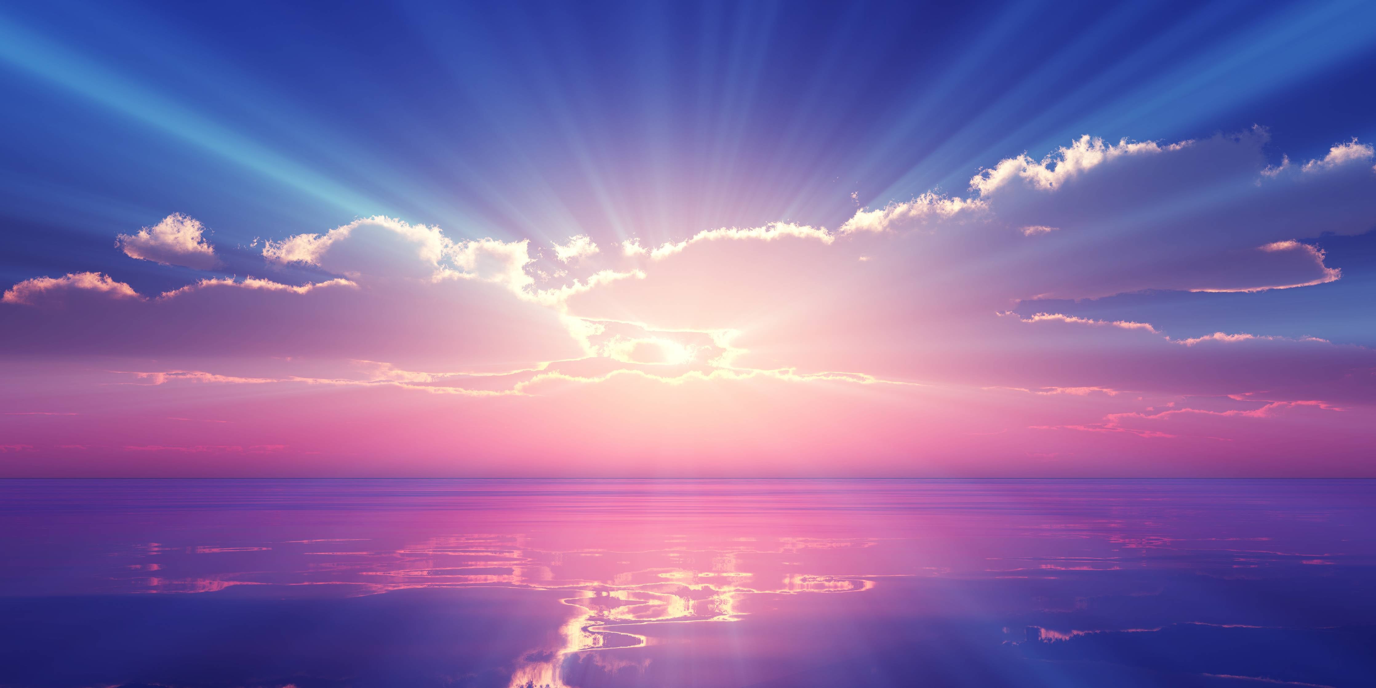 Wandverkleidung Flur-Spektakulärer Sonnenuntergang über dem Wasser mit beeindruckender Lichtstimmung