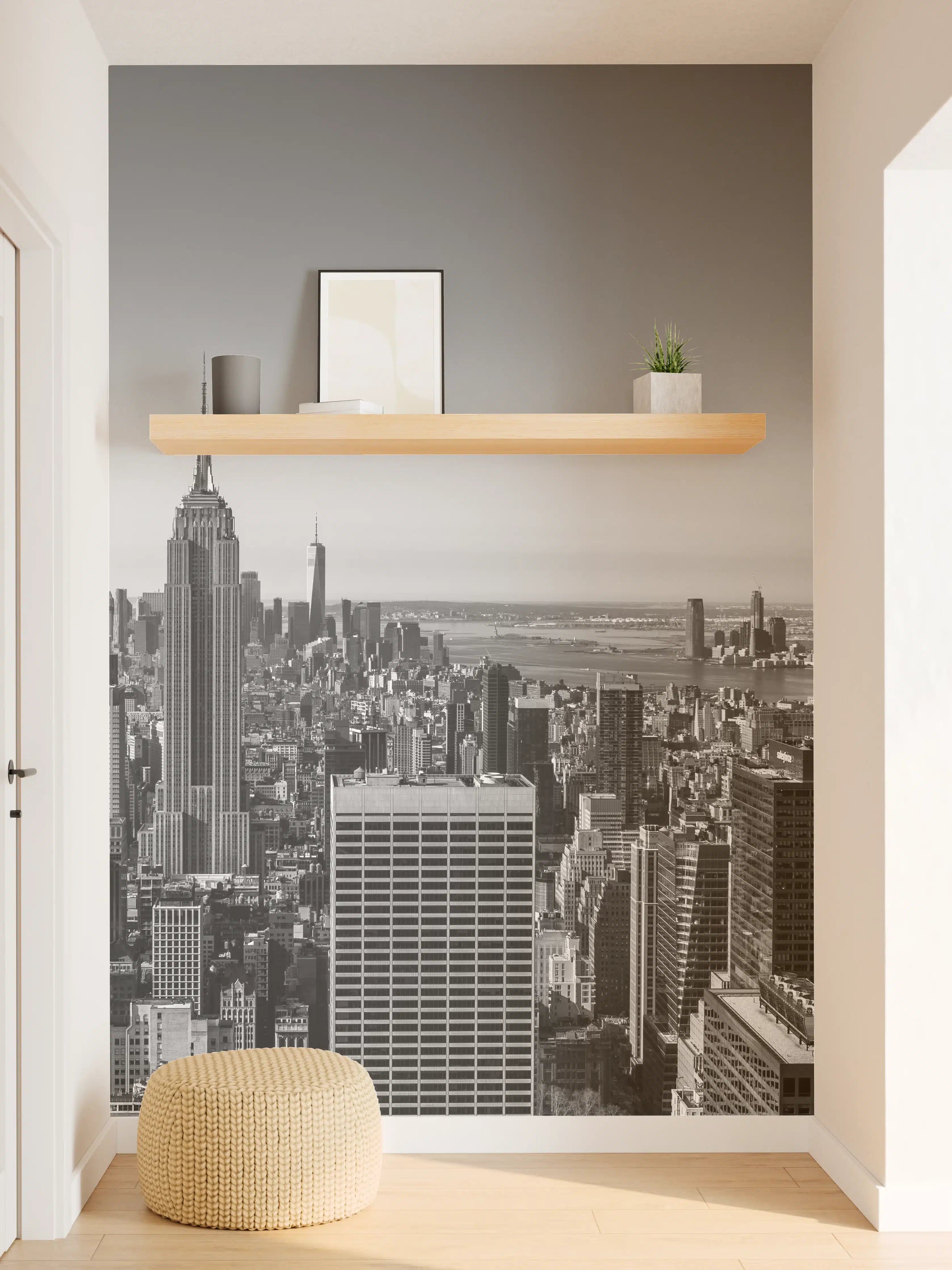 Wandverkleidung Flur - Stadt Skyline im Schwarz-Weiß-Design