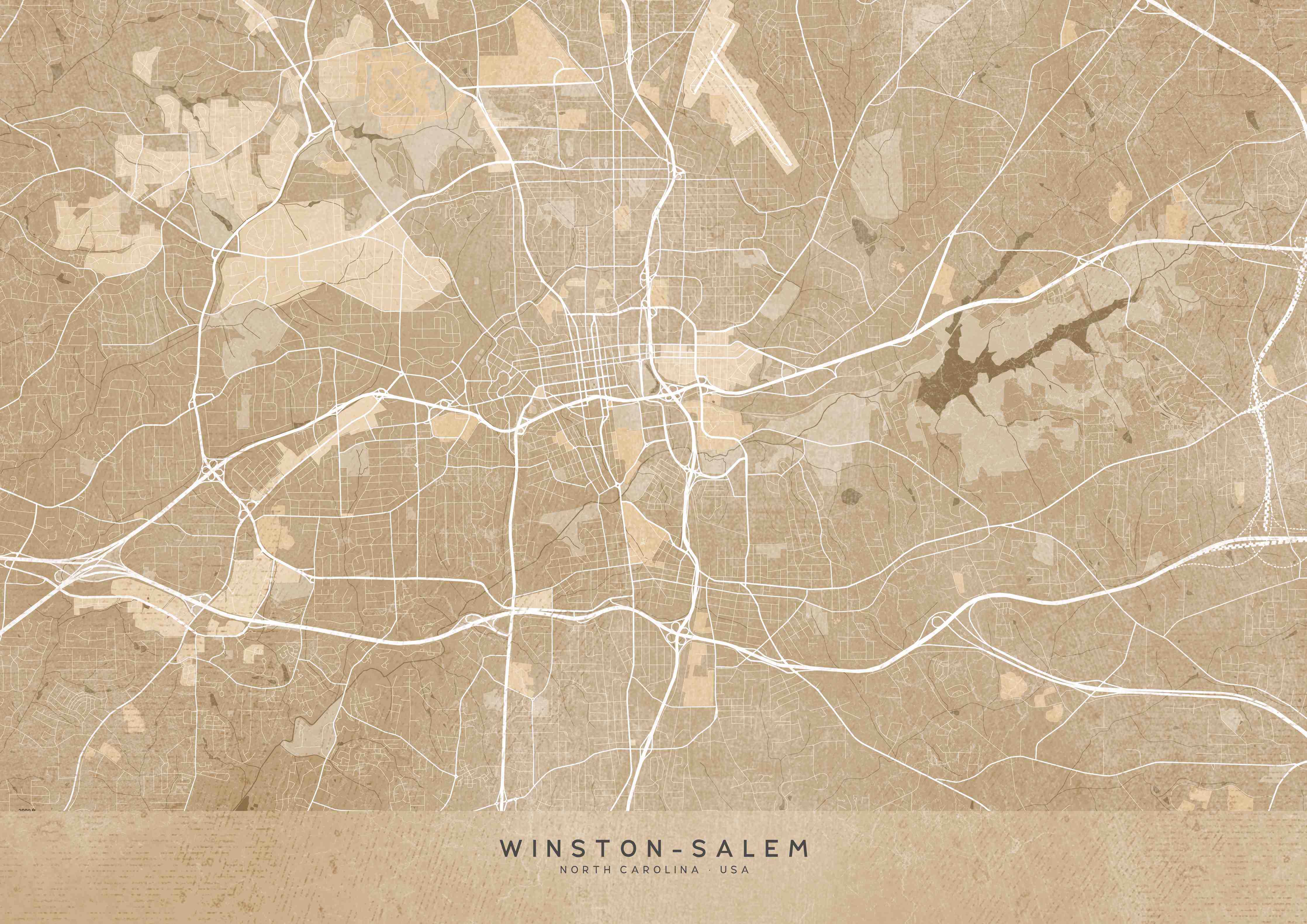 Wandverkleidung Flur-Städtische Karte von Winston-Salem