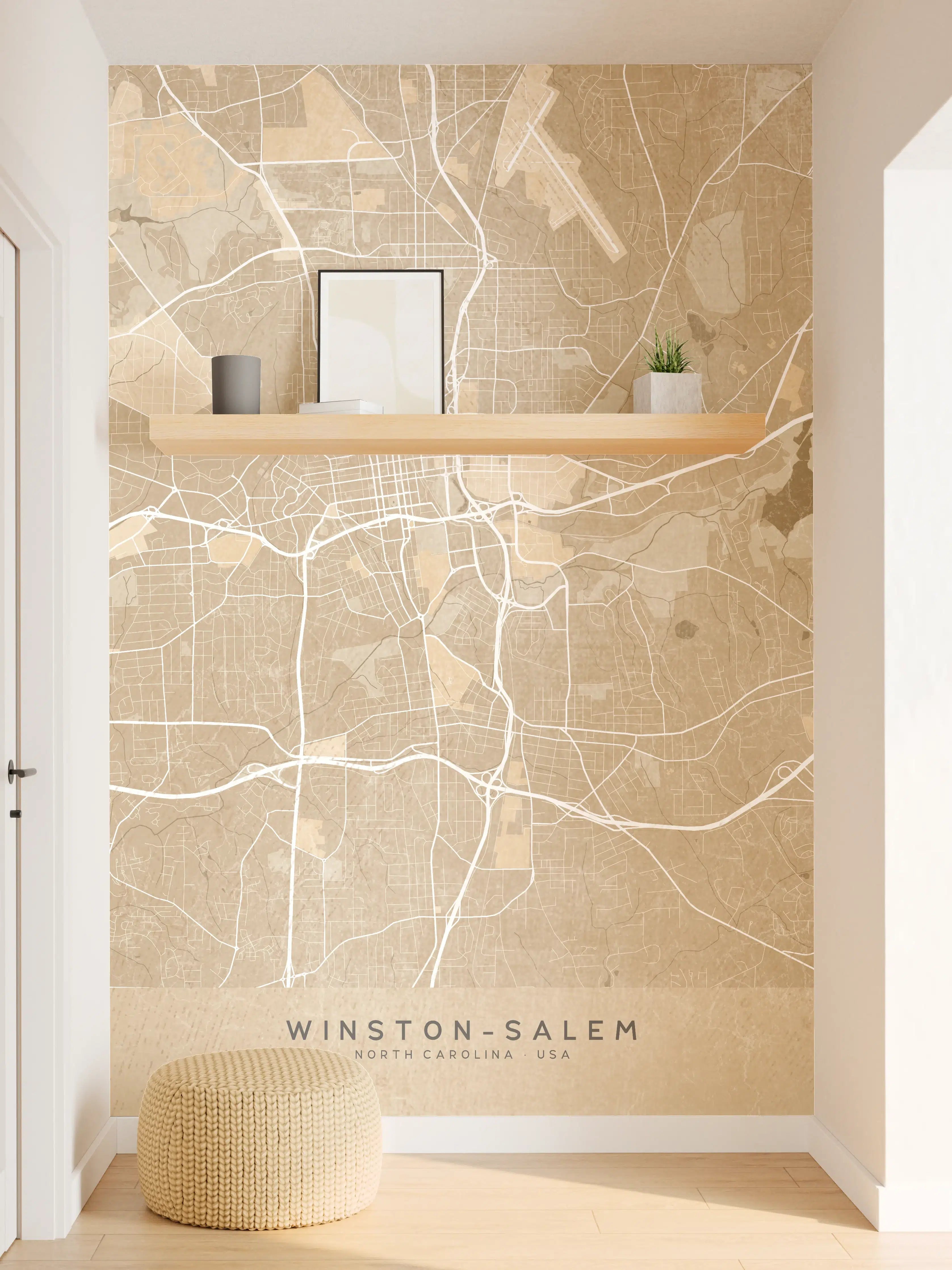 Wandverkleidung Flur - Städtische Karte von Winston-Salem