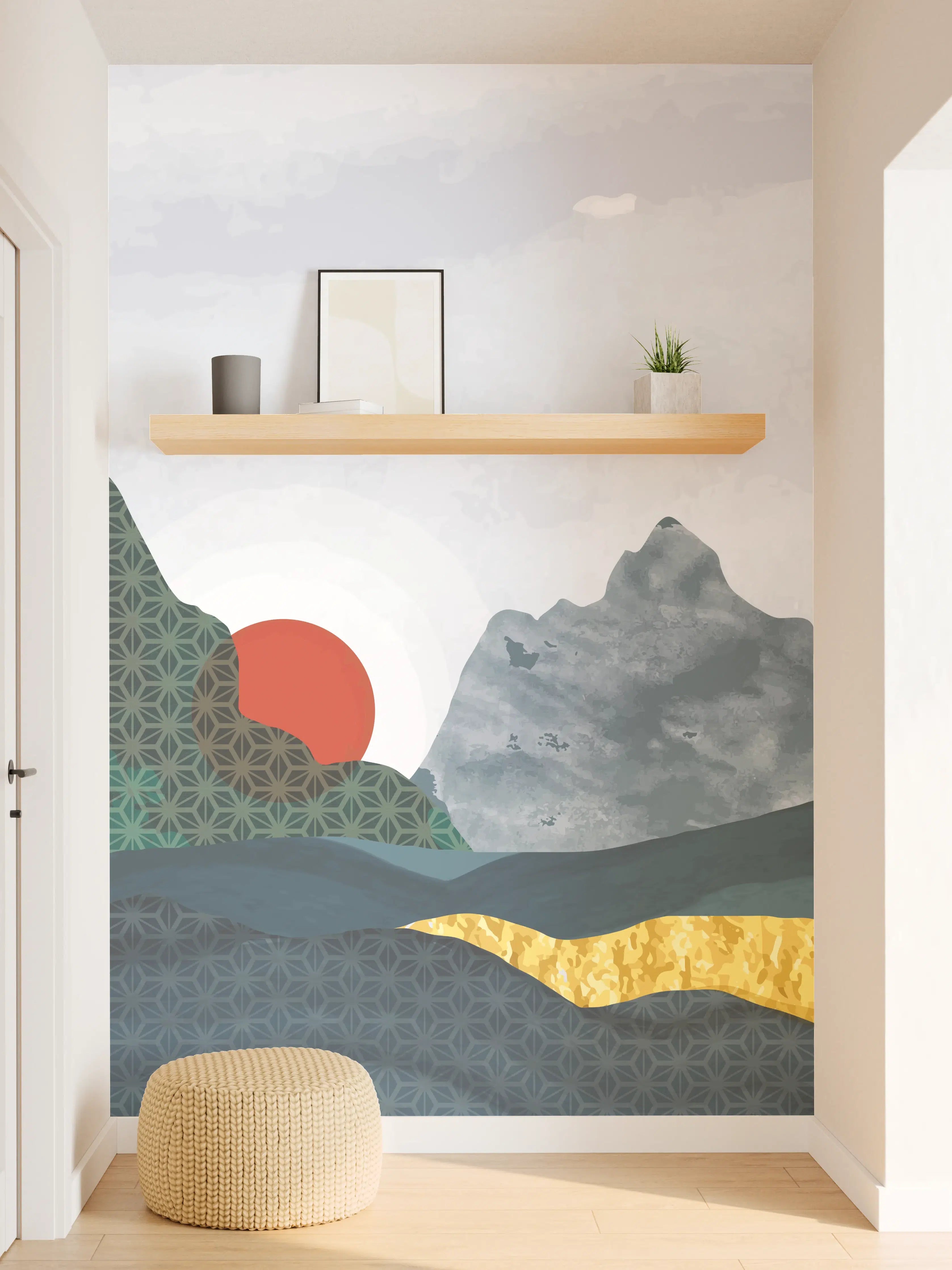Wandverkleidung Flur - Stilvolle Berglandschaft bei Sonnenuntergang