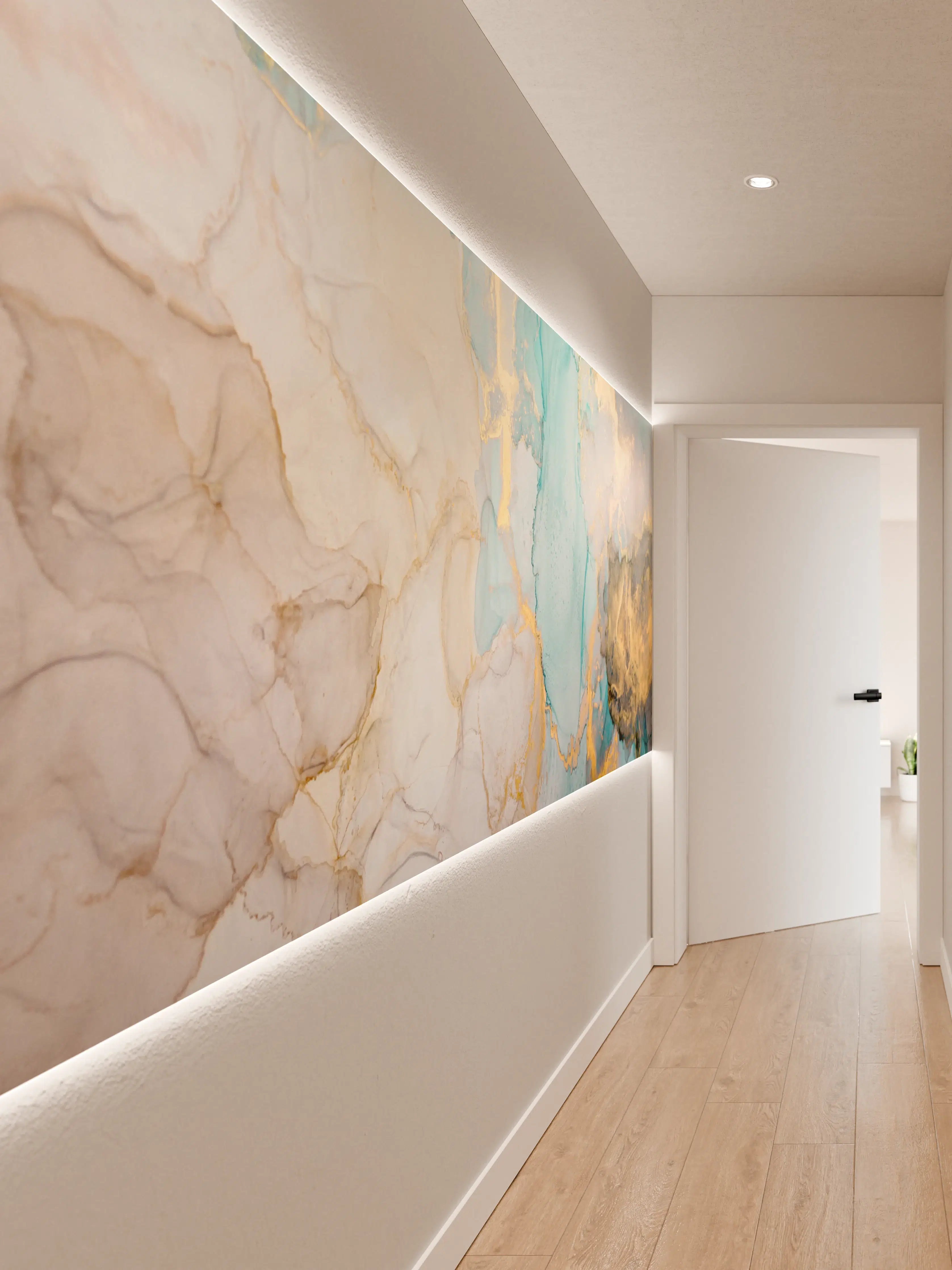 Wandverkleidung Flur - Stilvolle Grau-Weiß Marmor-Optik Wanddesign