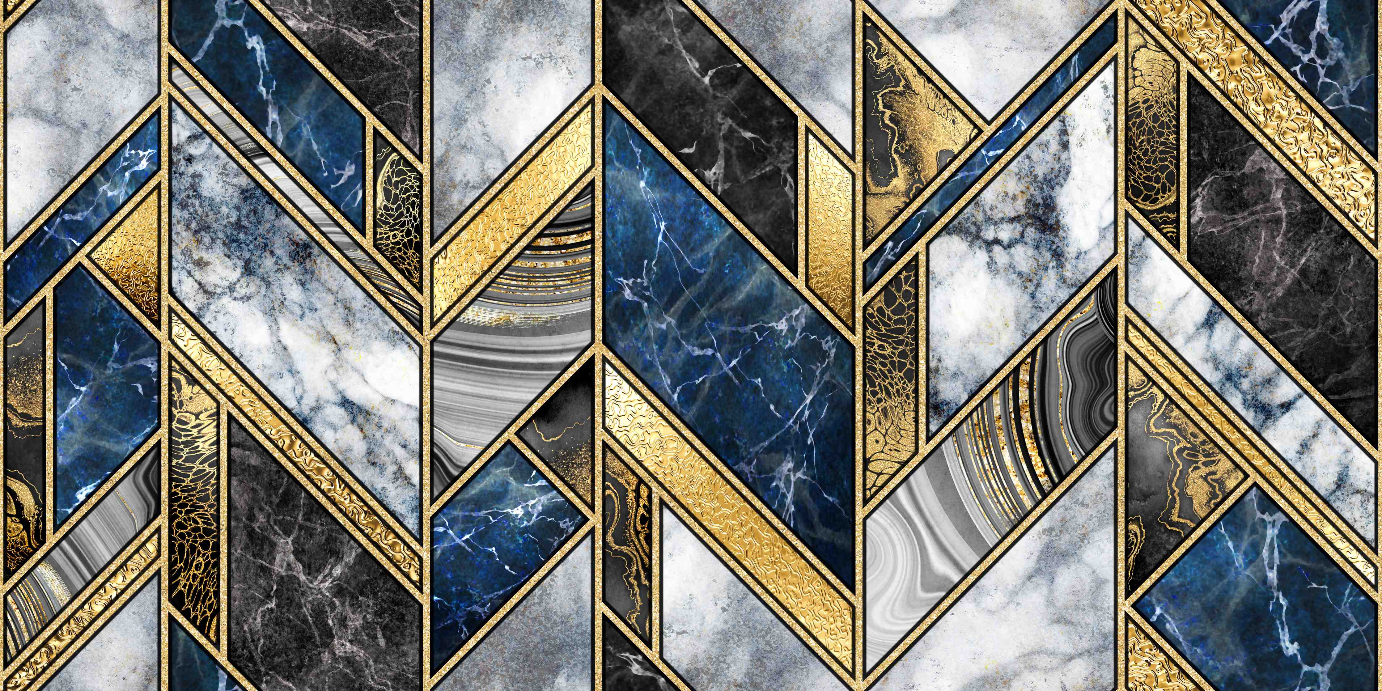 Wandverkleidung Flur-Stilvoller Marmor in Gold und Blau