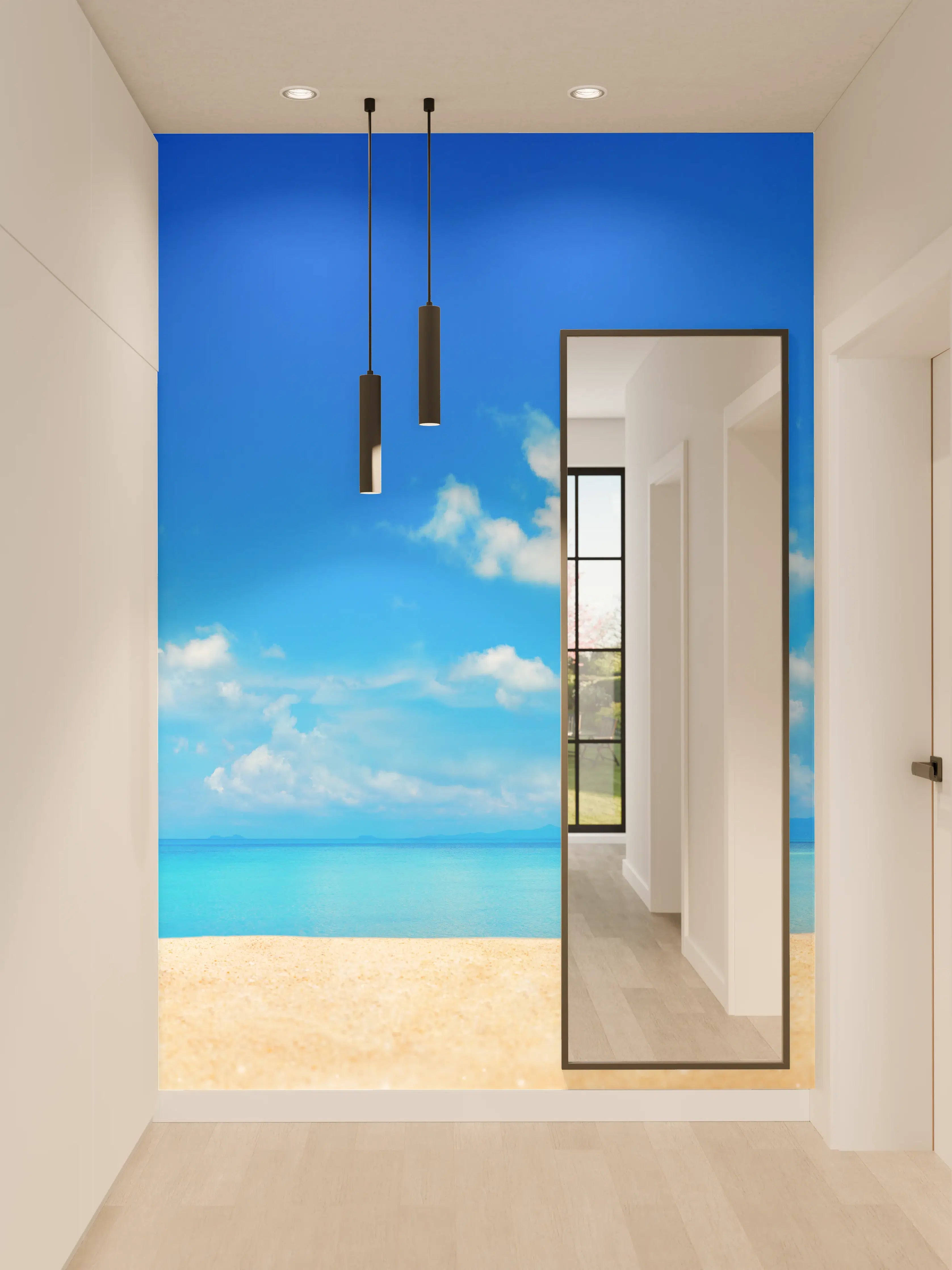 Wandverkleidung Flur - Strandlandschaft unter blauem Himmel