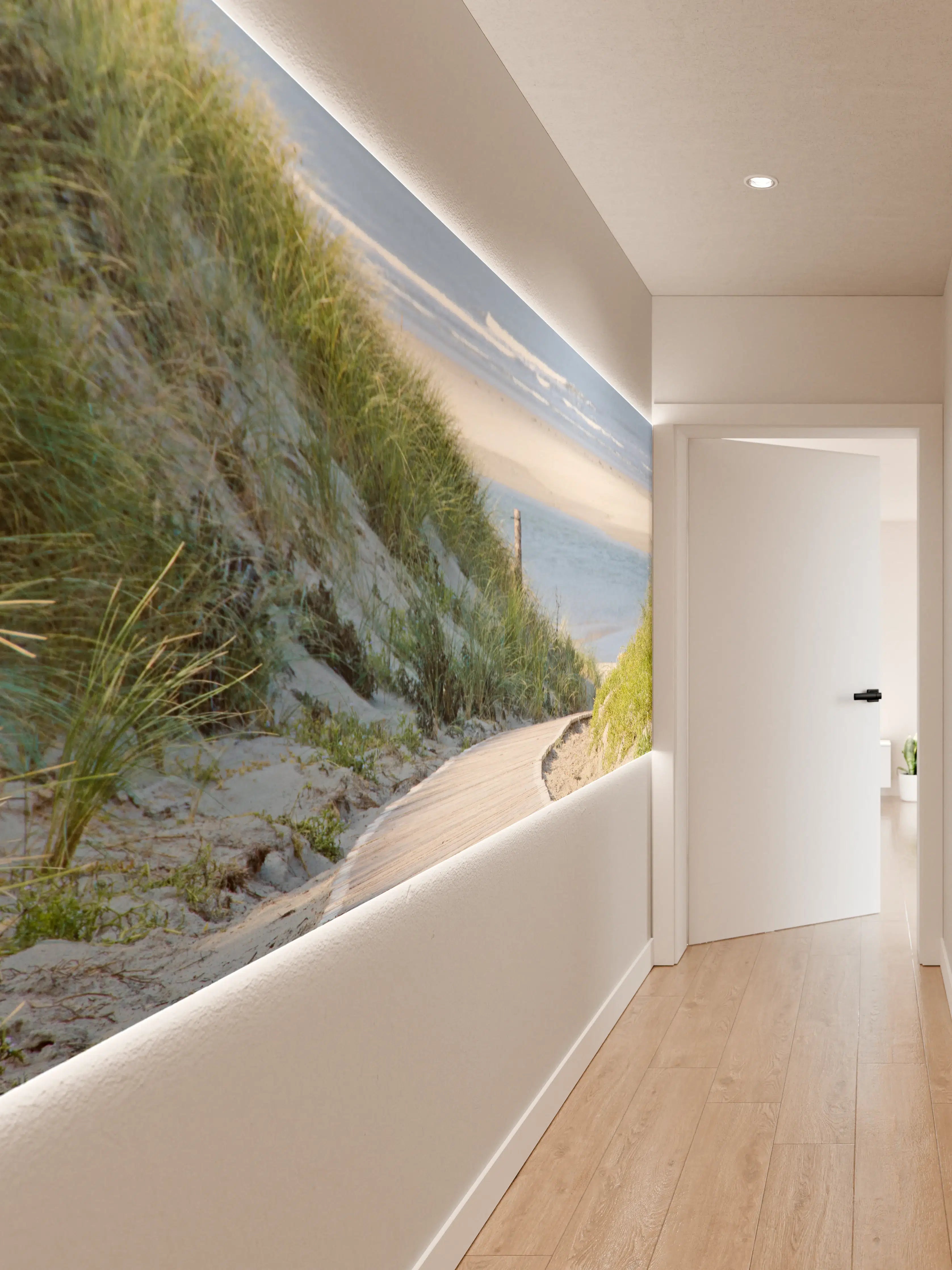 Wandverkleidung Flur - Strandweg am Meer mit Dünen und Himmel