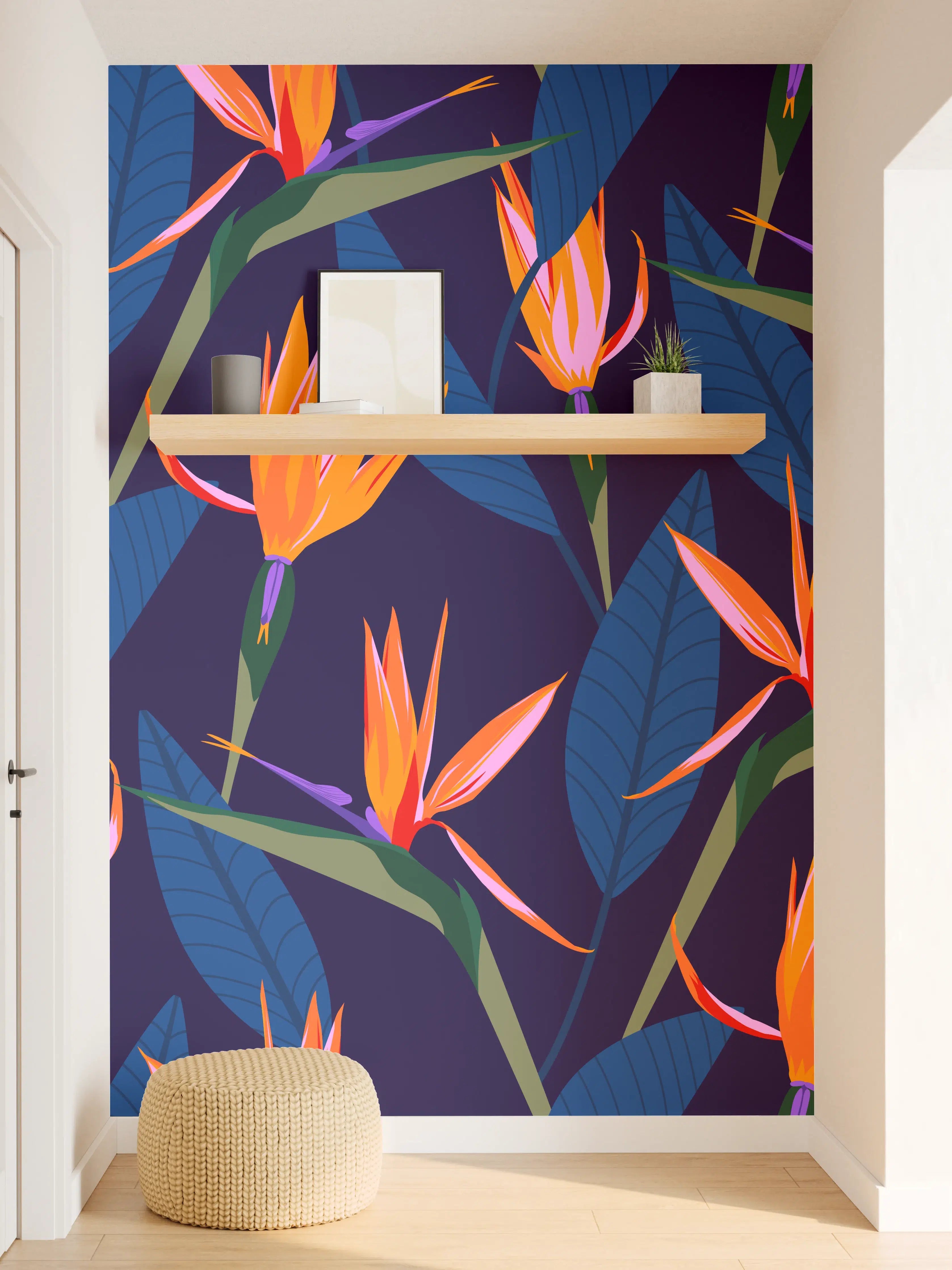 Wandverkleidung Flur - Strelitzia Nacht – Tropische Blumen