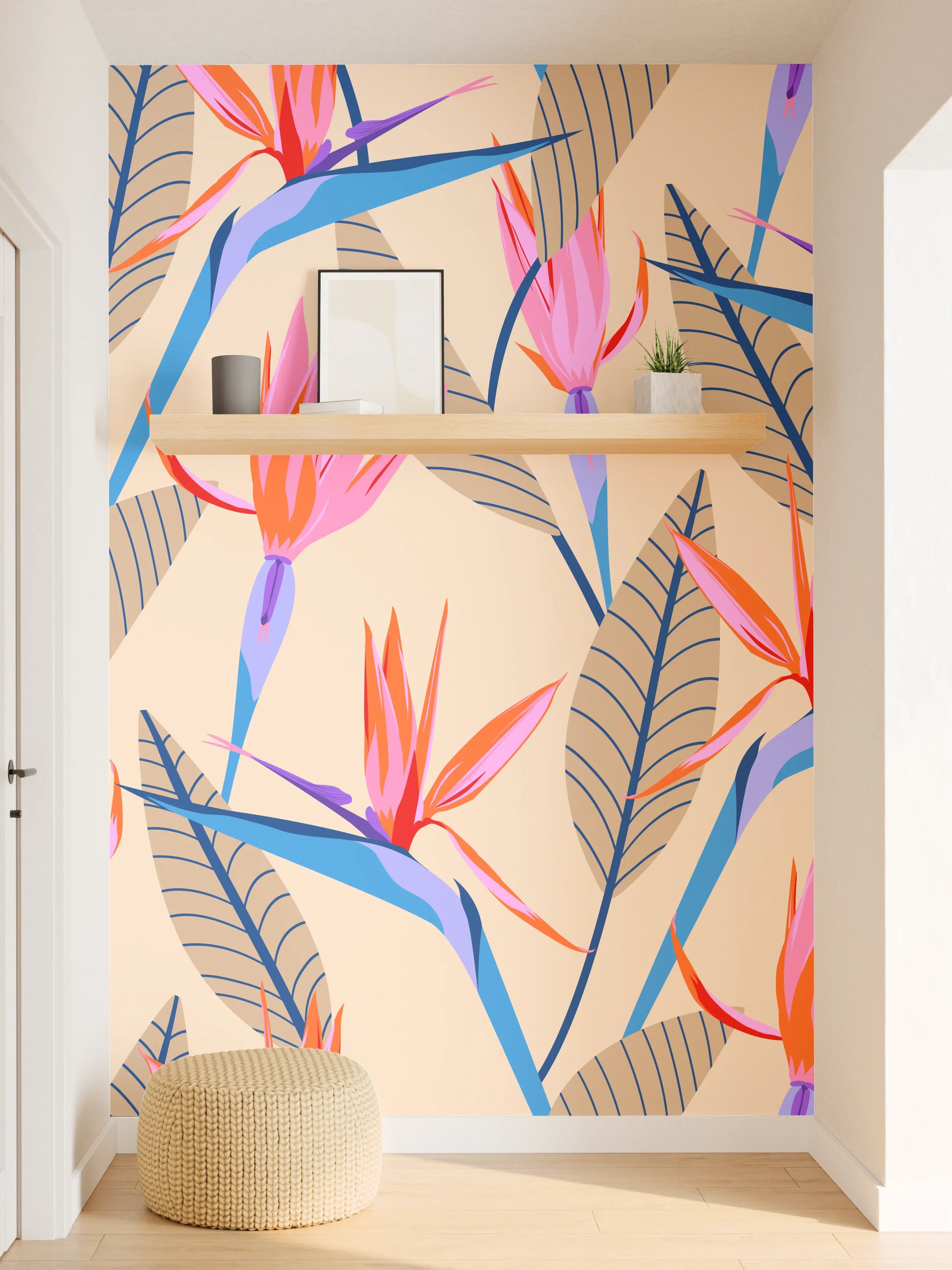 Wandverkleidung Flur - Strelitzia Tropic Rosa-Beige