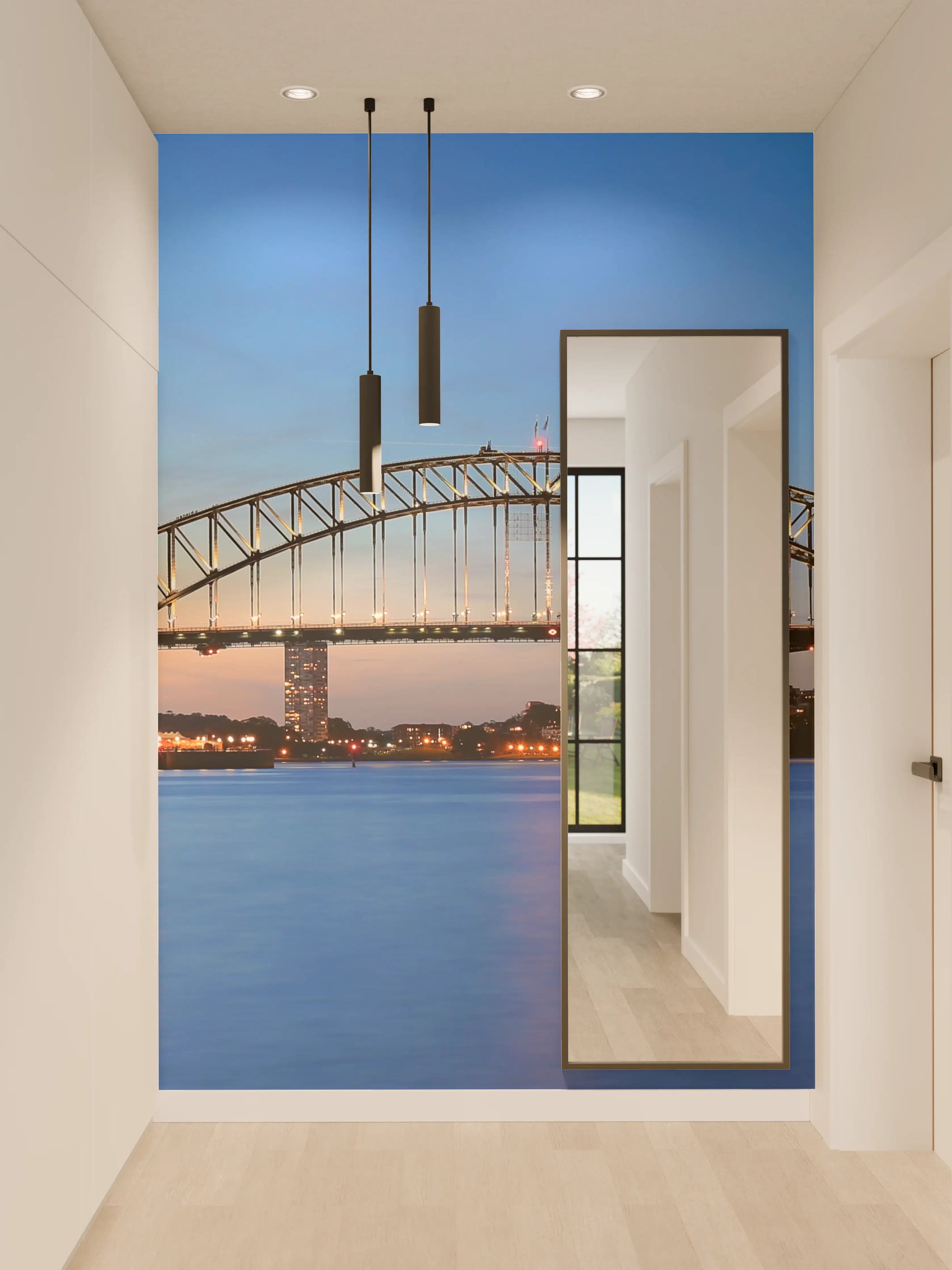 Wandverkleidung Flur - Sydney Opera House und Harbour Bridge bei Sonnenuntergang