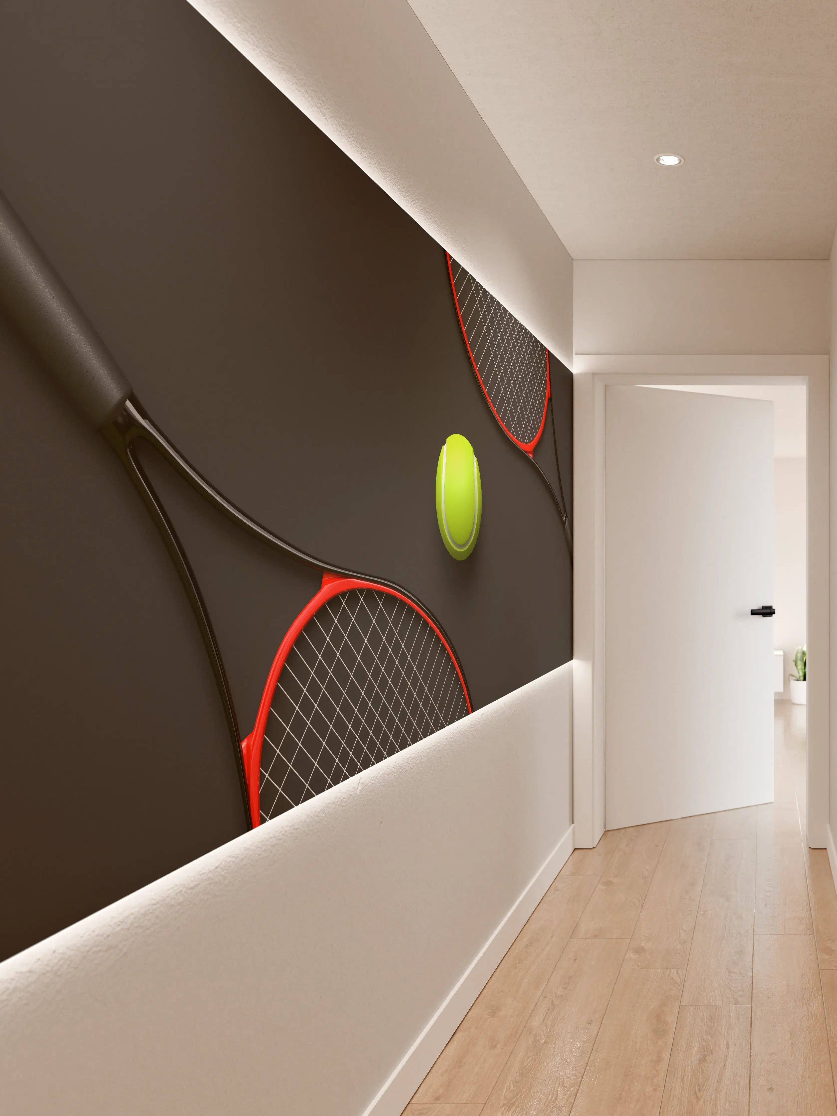 Wandverkleidung Flur - Tennis - 3D Render